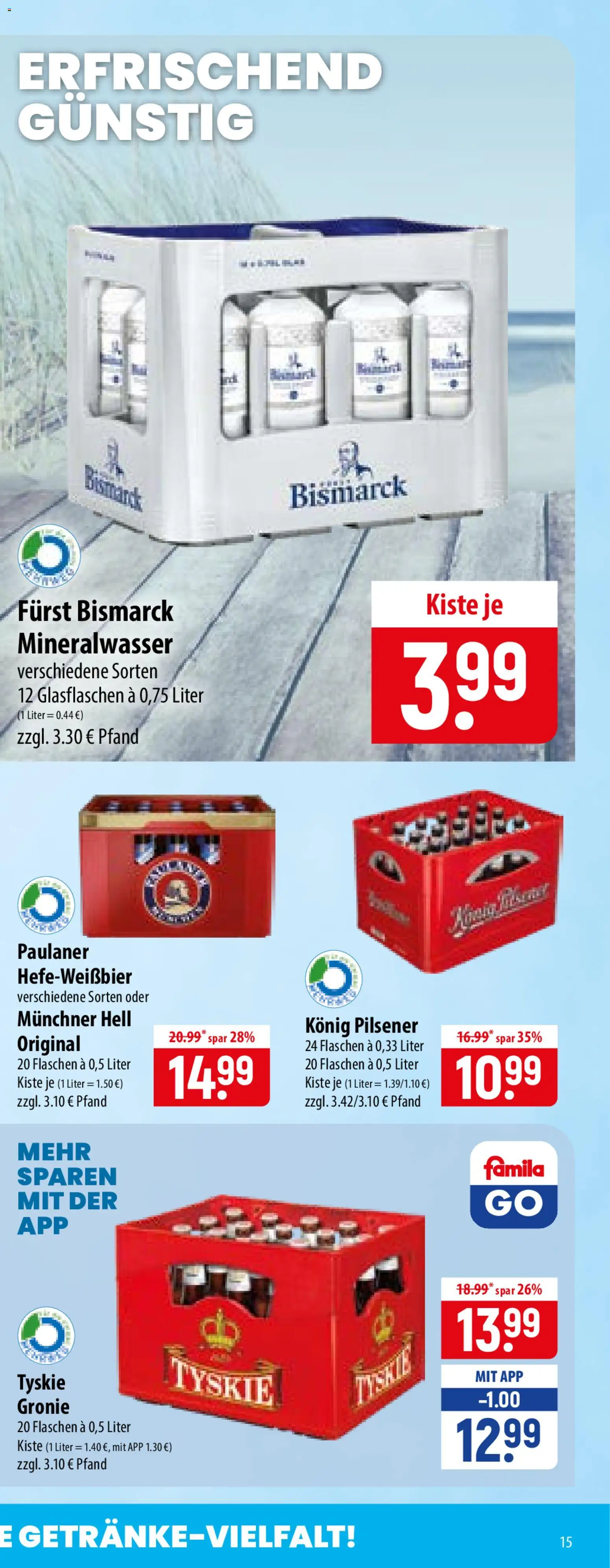 Famila Prospekt – gültig ab 13.07.2026 | Seite: 29 | Produkte: Tyskie, Konig pilsener, Mineralwasser, Paulaner