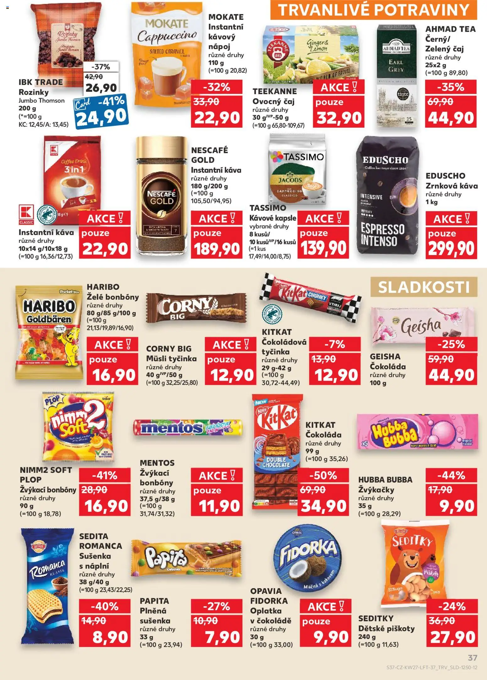 Kaufland leták - Liberec od 01.07.2026 | Strana: 37 | Produkty: Dětské piškoty, Nescafé Gold, Mokate, Zrnková káva