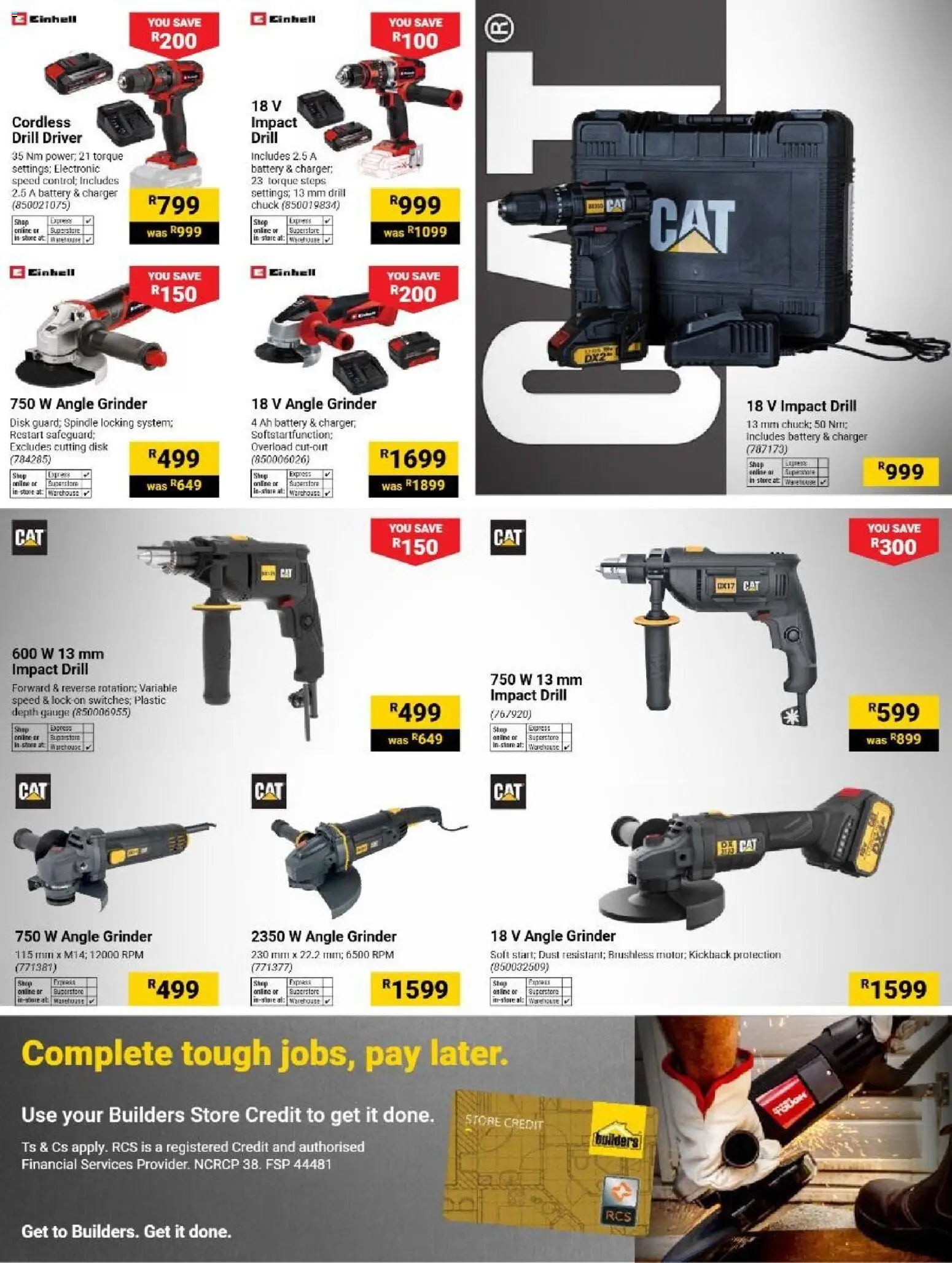 New Builders catalogue – valid from 06/10/2026 | Page: 35 | Products: Grinder, Battery, Charger, Angle grinder