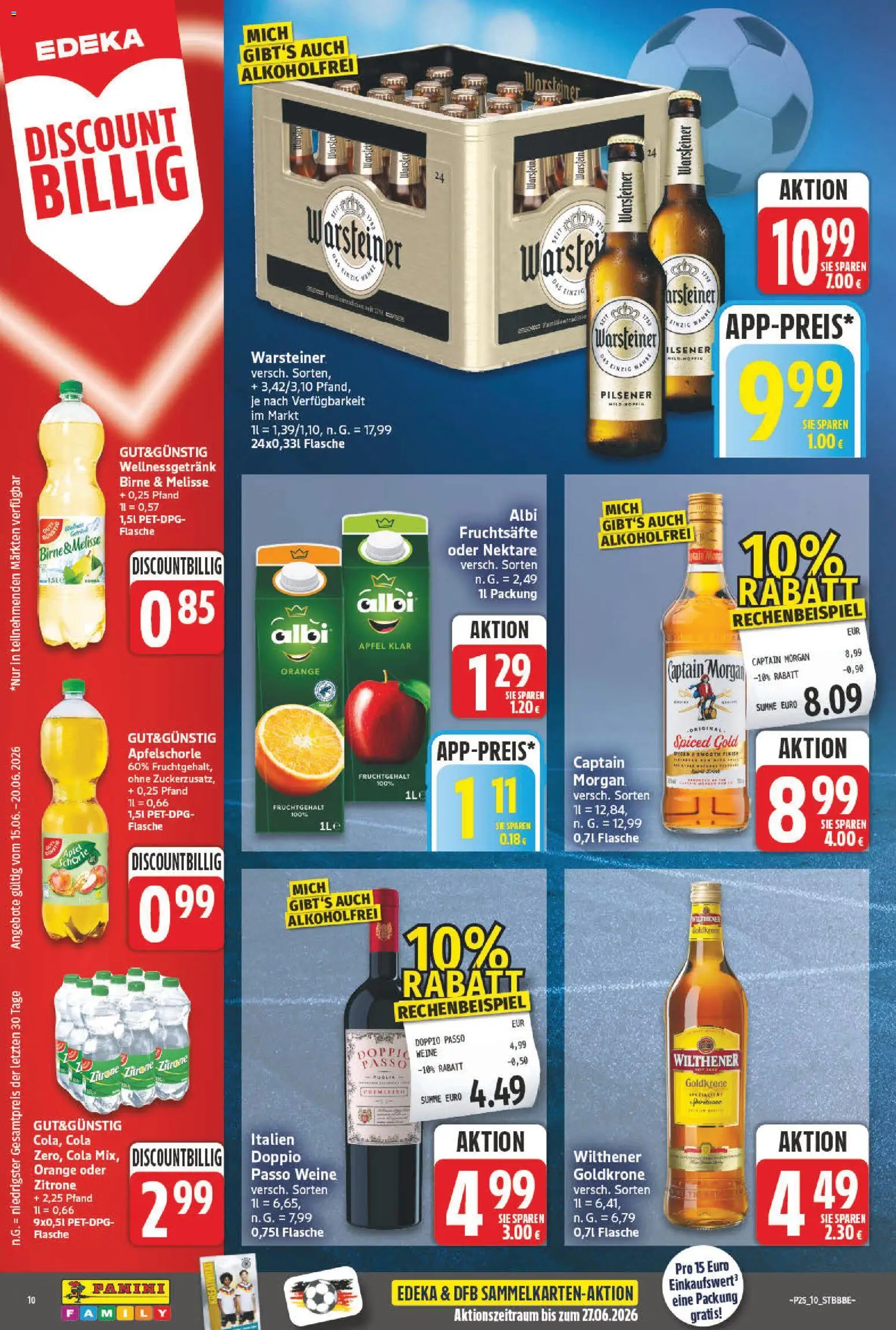 NP Discount Prospekt – gültig ab 15.06.2026 | Seite: 10 | Produkte: Cola, Äpfel, Warsteiner, Doppio Passo