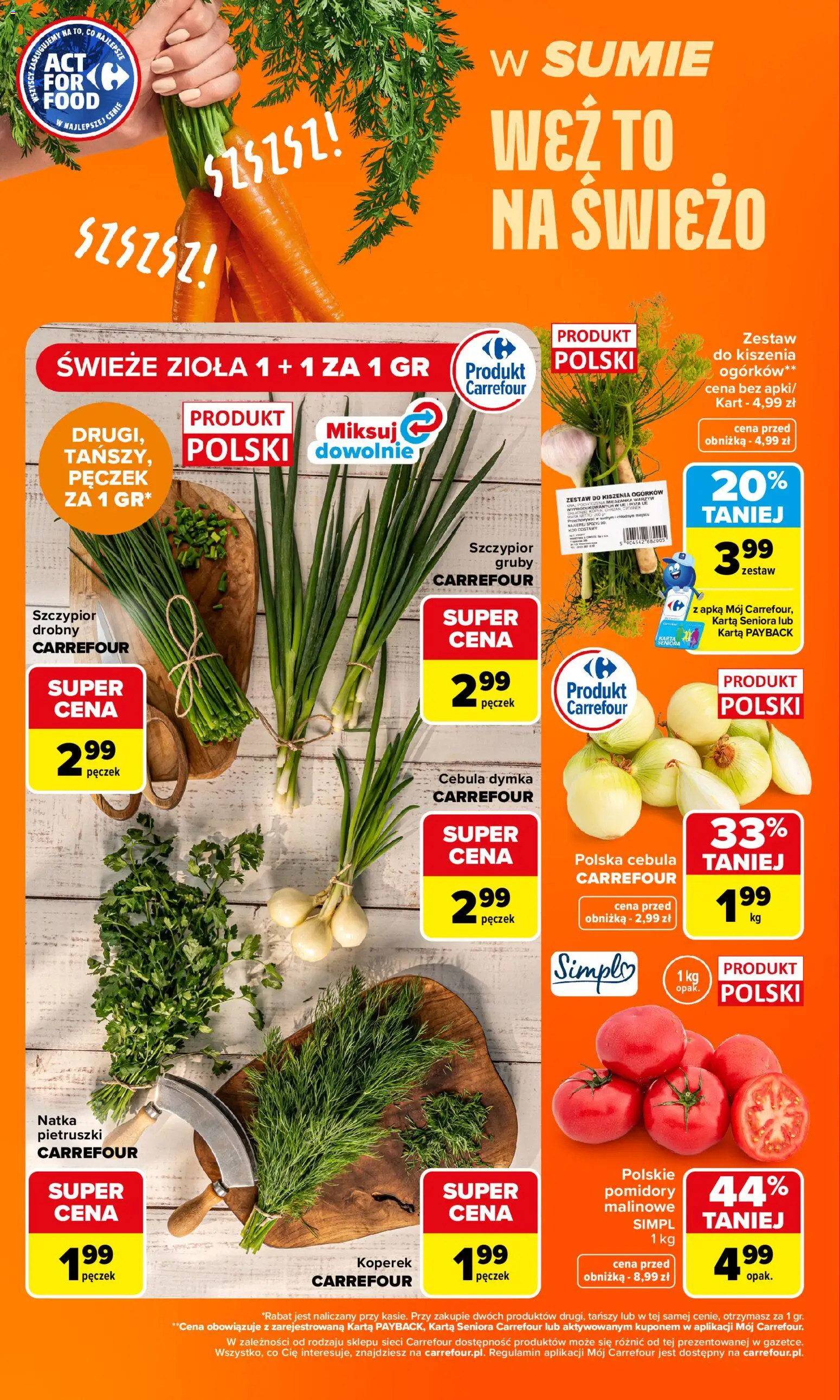 Carrefour gazetka - Weź to na świeżo od 03.08.2026 | Strona: 4 | Produkty: Karta, Koperek, Zestaw do kiszenia ogórków, Pomidory