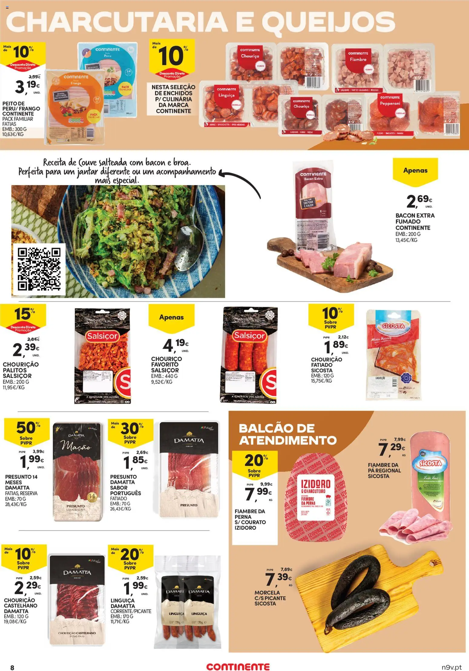 Continente Açores │ válido de 25/06/2026 | Página: 8 | Produtos: Bacon, Linguiça, Ovos, Pá