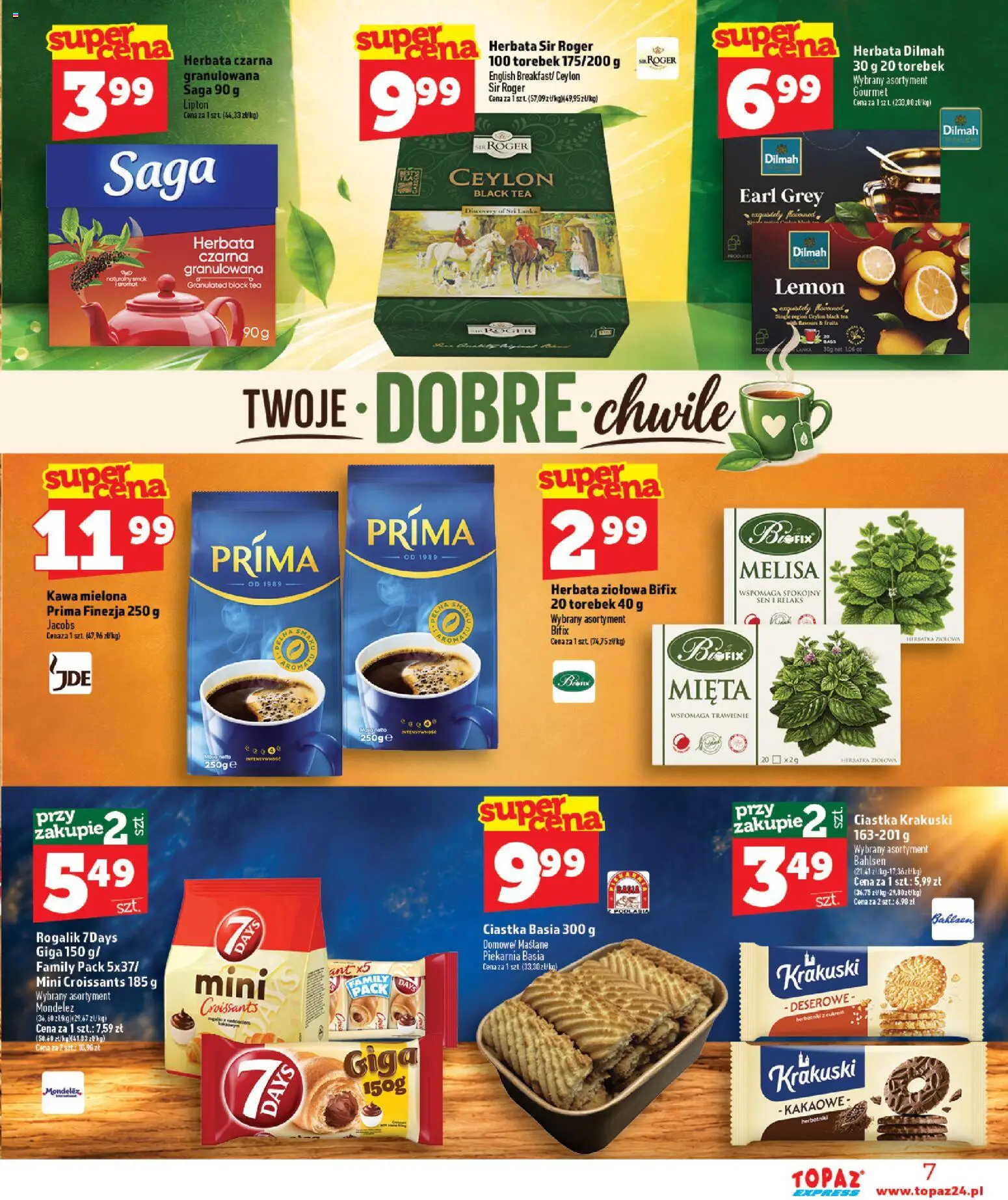 Topaz gazetka - Express od 22.10.2026 | Strona: 7 | Produkty: Herbata ziołowa, Kawa, Herbata, Melisa