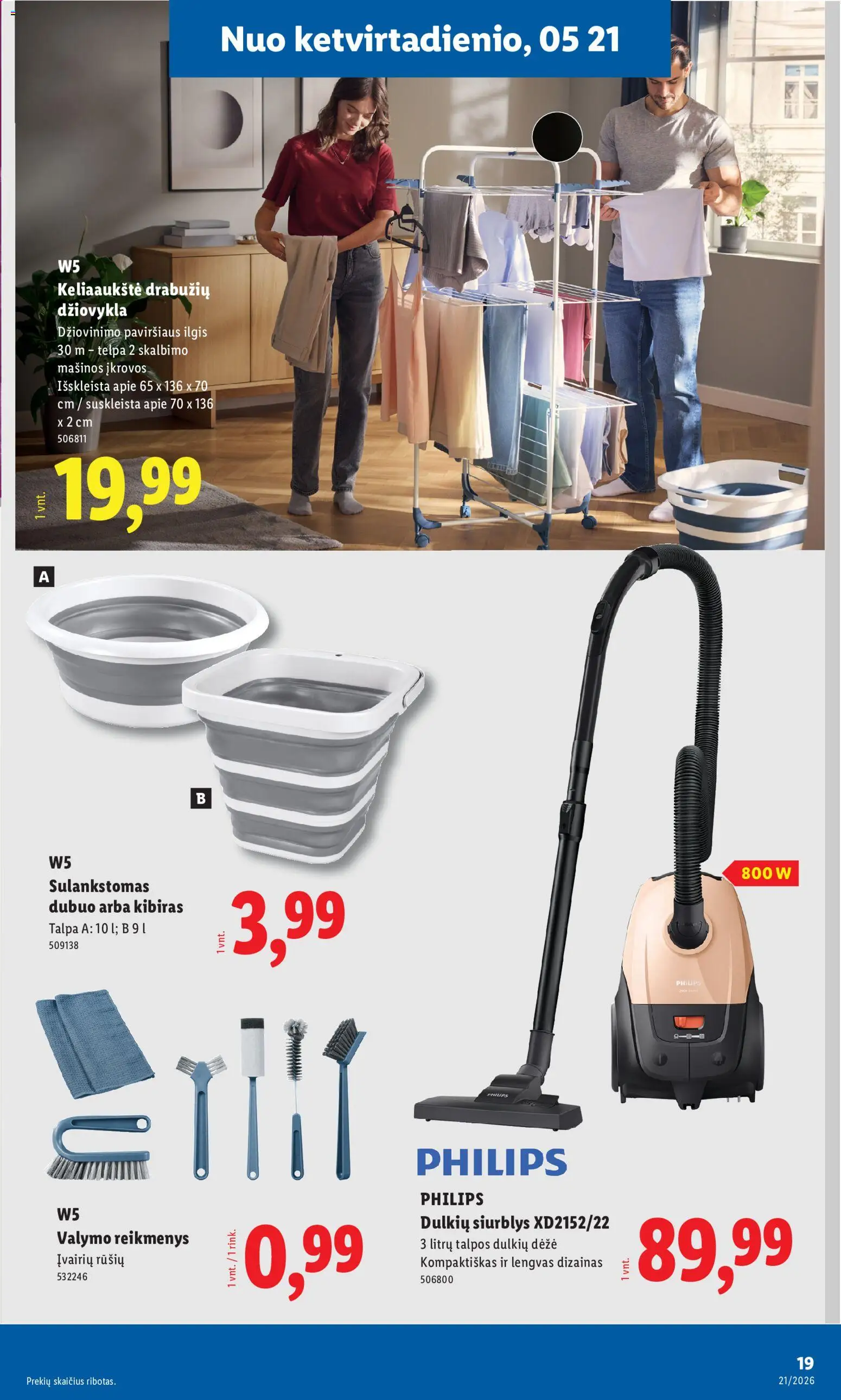 LIDL akcijos nuo 18.05.2026 | Puslapis: 19 | Prekių: Džiovykla, Dubuo, Dėžė, Kibiras