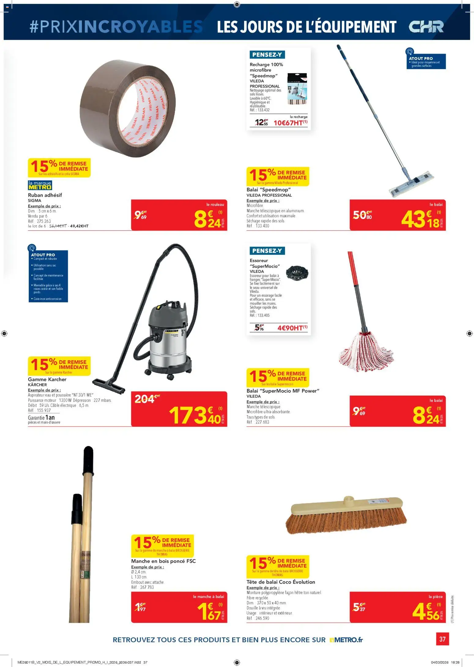 {H1} | Page: 37 | Produits: Câble, Poids, Aspirateur, Vileda