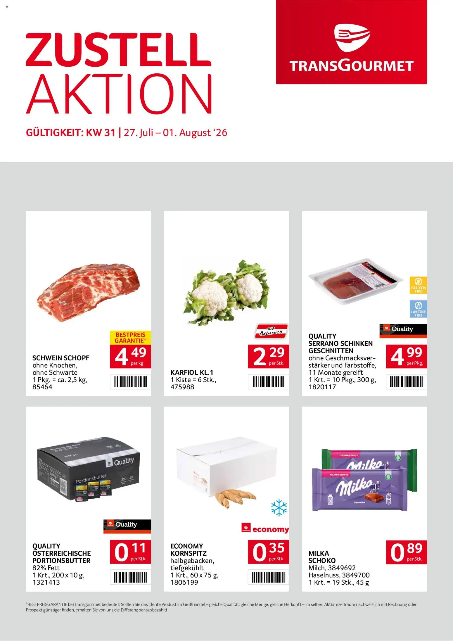 Transgourmet Zustellaktion gültig ab 27.07.2026 | Seite: 1 | Produkte: Schinken