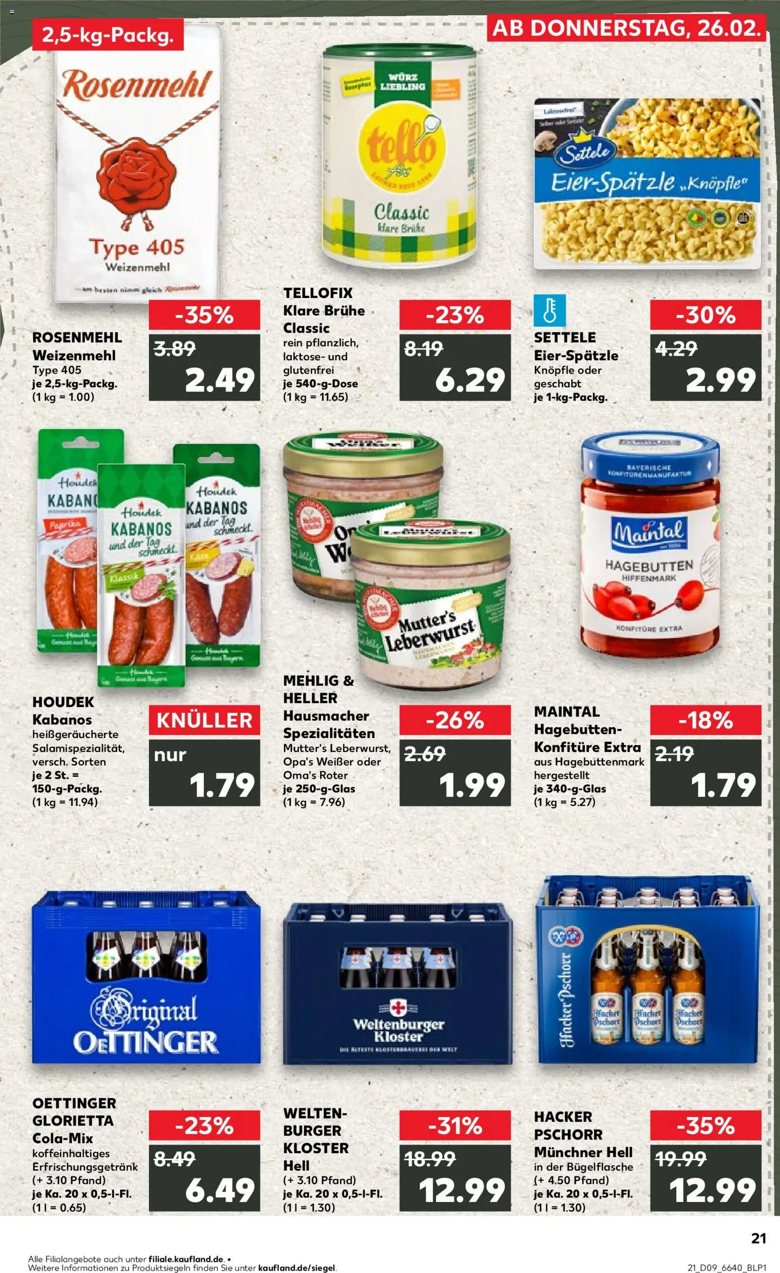 Kaufland Německo leták od 26.02.2026 | Strana: 21 | Produkty: Burger, Kabanos, Paprika