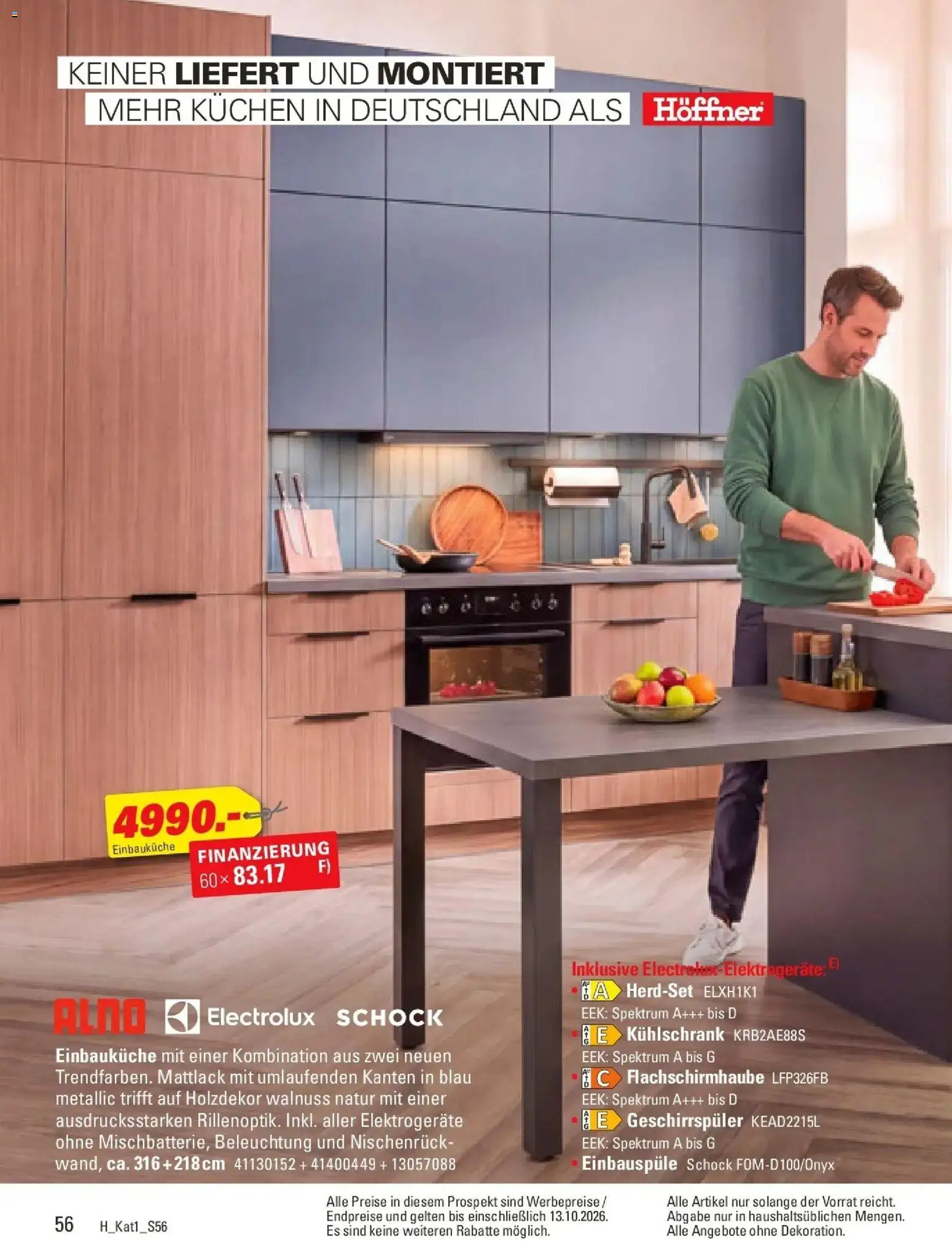 Höffner Prospekt Barsbüttel (ab 28.09.2026) zum Blättern | Seite: 56 | Produkte: Geschirrspüler, Einbauküche, Kühlschrank, Kuchen