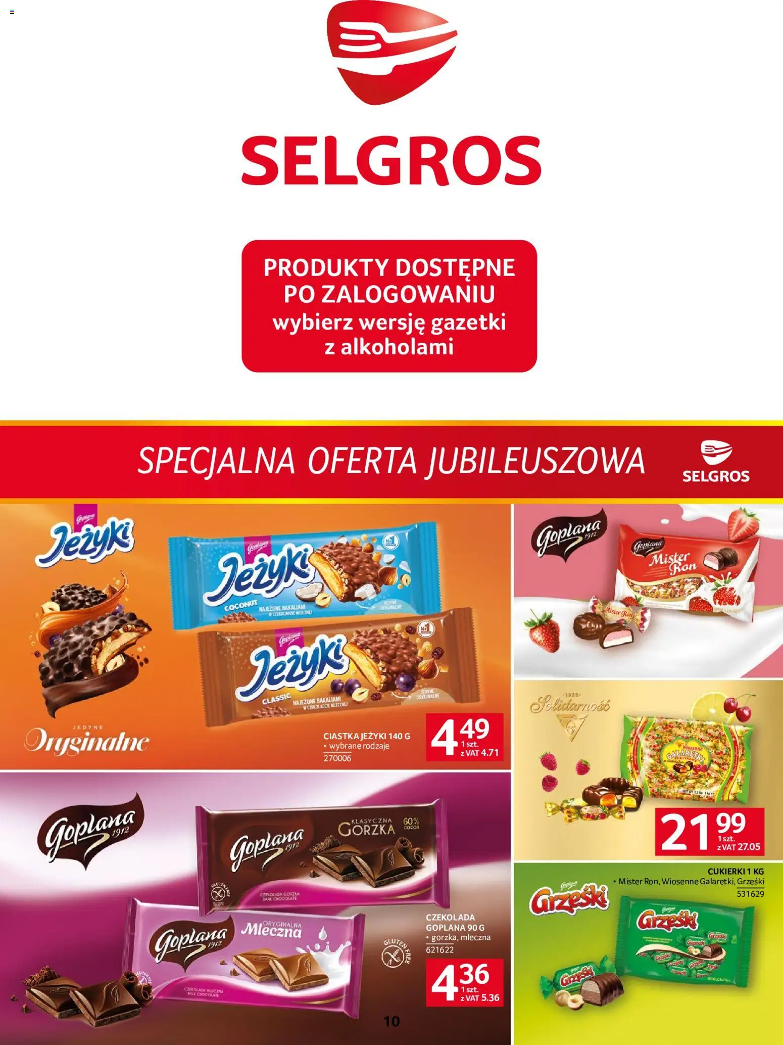 Selgros cash&carry gazetka - Specjalna Oferta Jubileuszowa od 22.10.2026 | Strona: 10 | Produkty: Ciastka Jeżyki, Czekolada, Cukierki, Ciastka