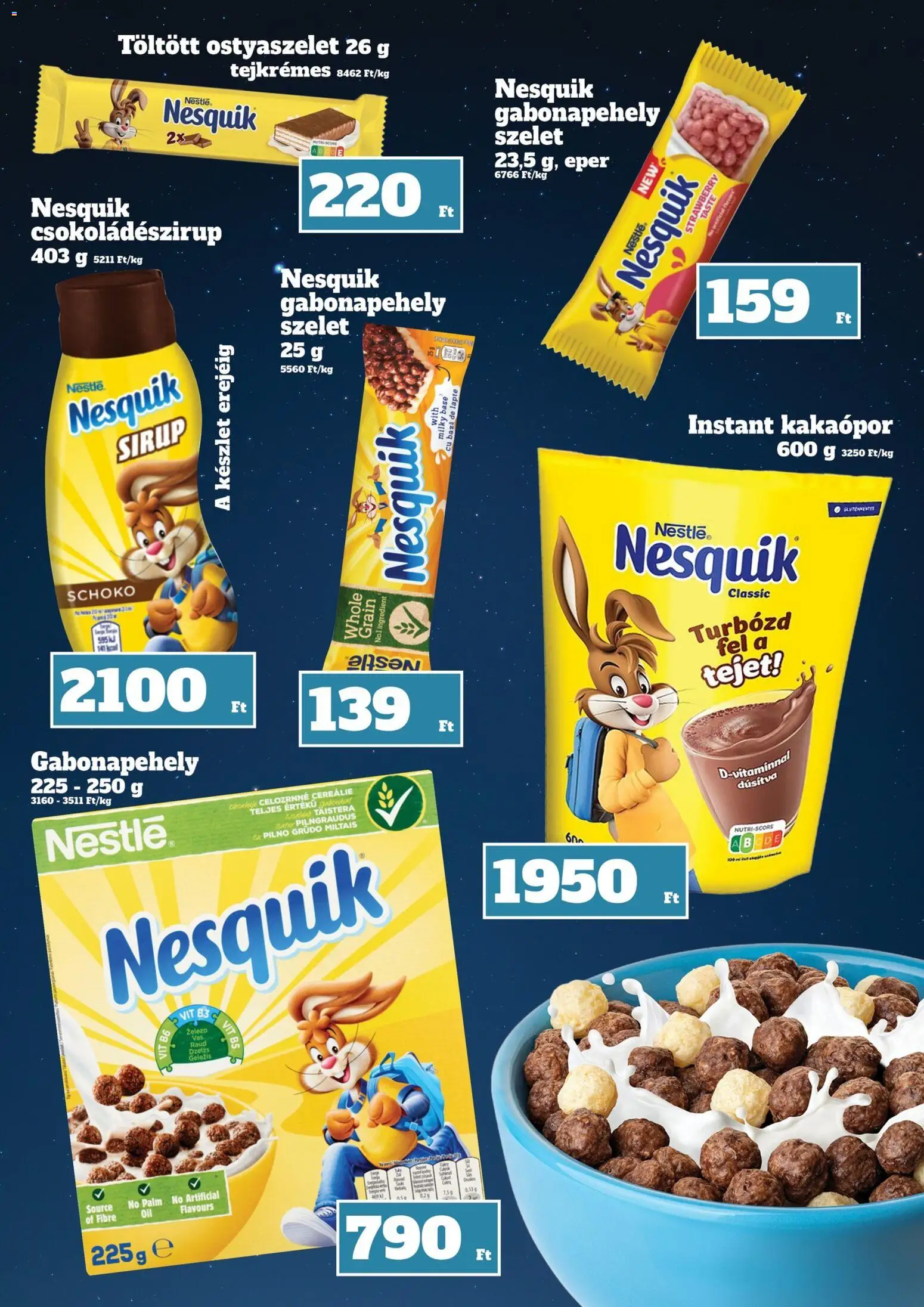 Family Diszkont akciós ujság - amely érvényes a következő dátumtól: 07.05.2026 | Oldal: 3 | Termékek: Gabonapehely, Ostyaszelet, Nesquik, Eper