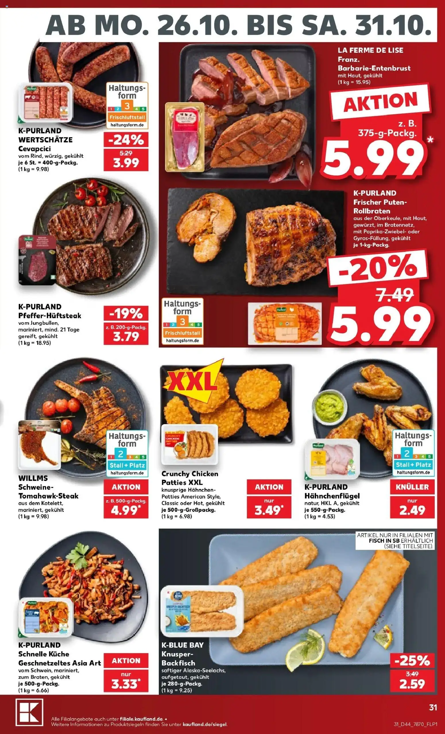 Prospekt Kaufland ab 26.10.2026 » Angebote Online zum Blättern | Seite: 35 | Produkte: Hahnchen, Küche, Cevapcici, Fisch