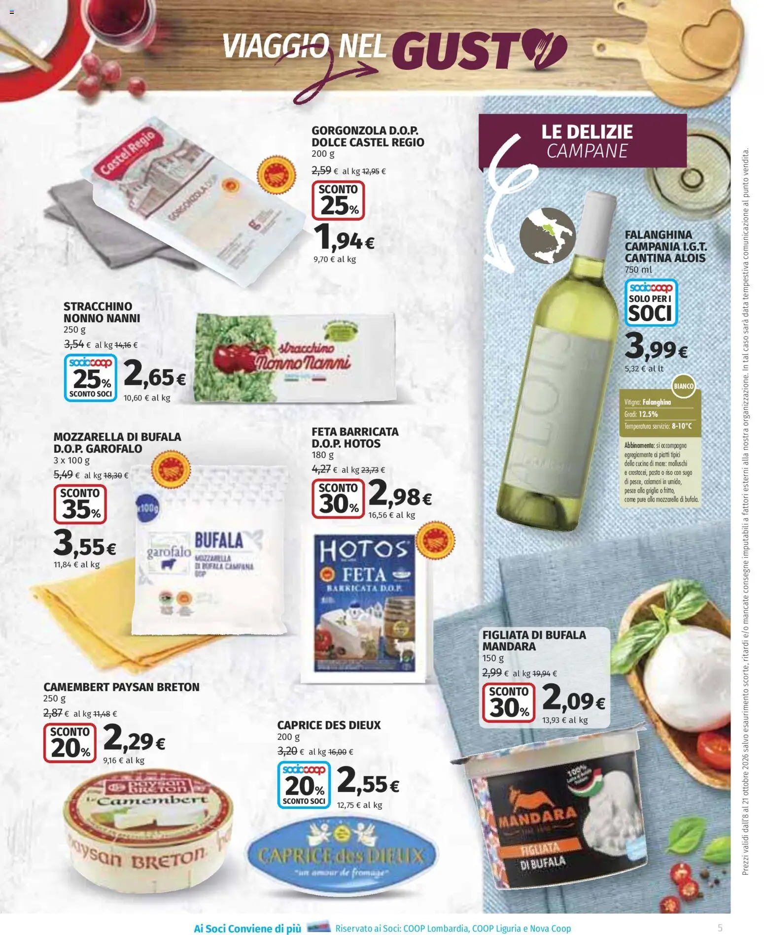 Volantino Ipercoop del 08/10/2026 | Pagina: 5 | Prodotti: Mozzarella, Pasta, Mozzarella di bufala, Stracchino