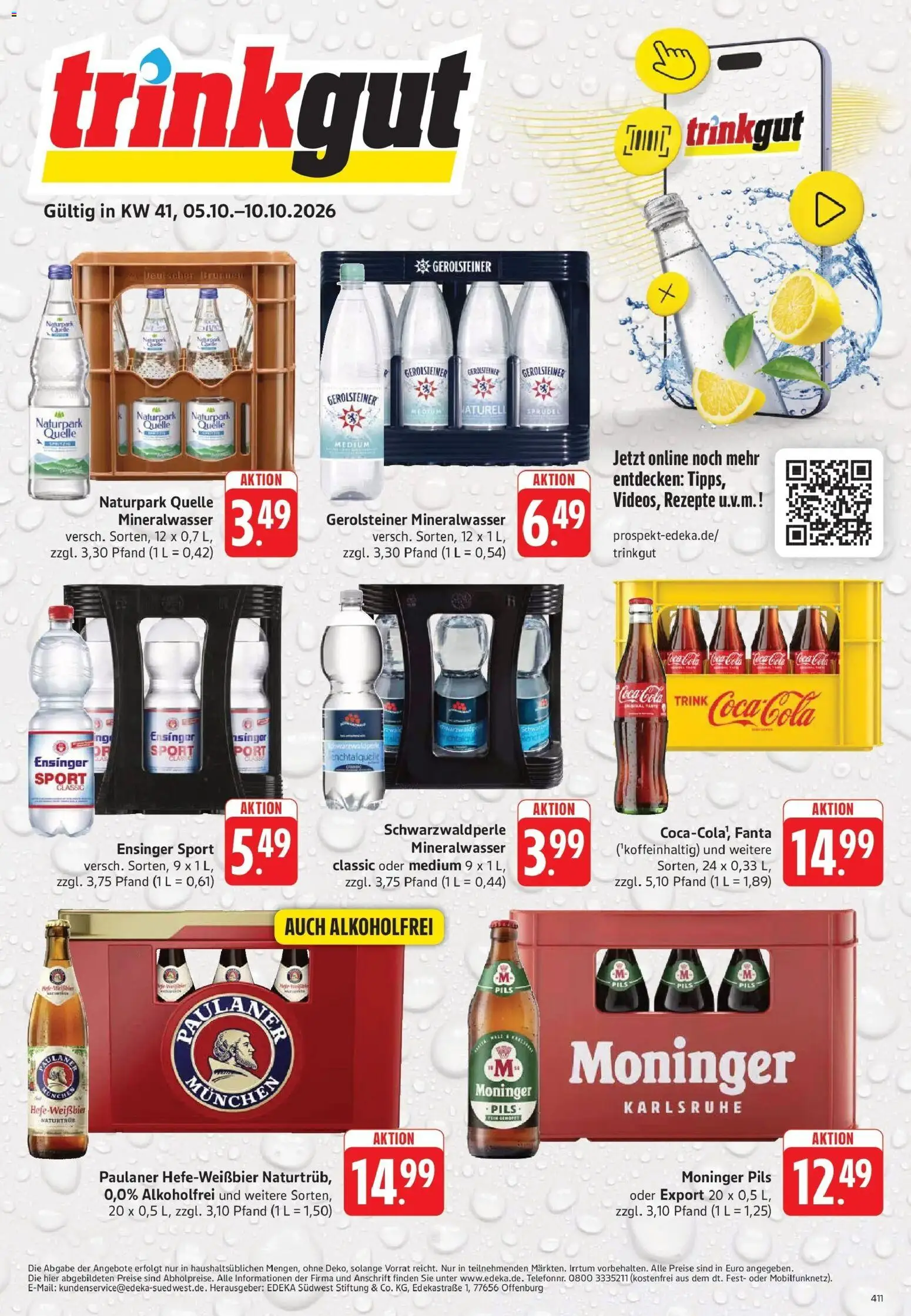 Trinkgut - trinkgut: Wochenangebote (ab 05.10.2026) » Angebote online | Seite: 1 | Produkte: Cola, Pils, Mineralwasser, Paulaner