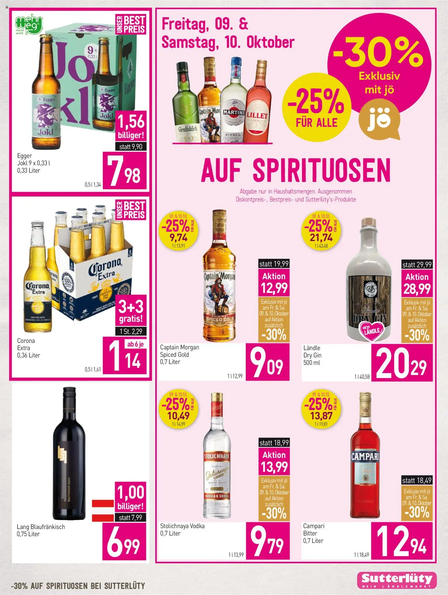 Sutterlüty Flugblatt gültig ab 08.10.2026 | Seite: 17 | Produkte: Gin, Campari, Corona Extra