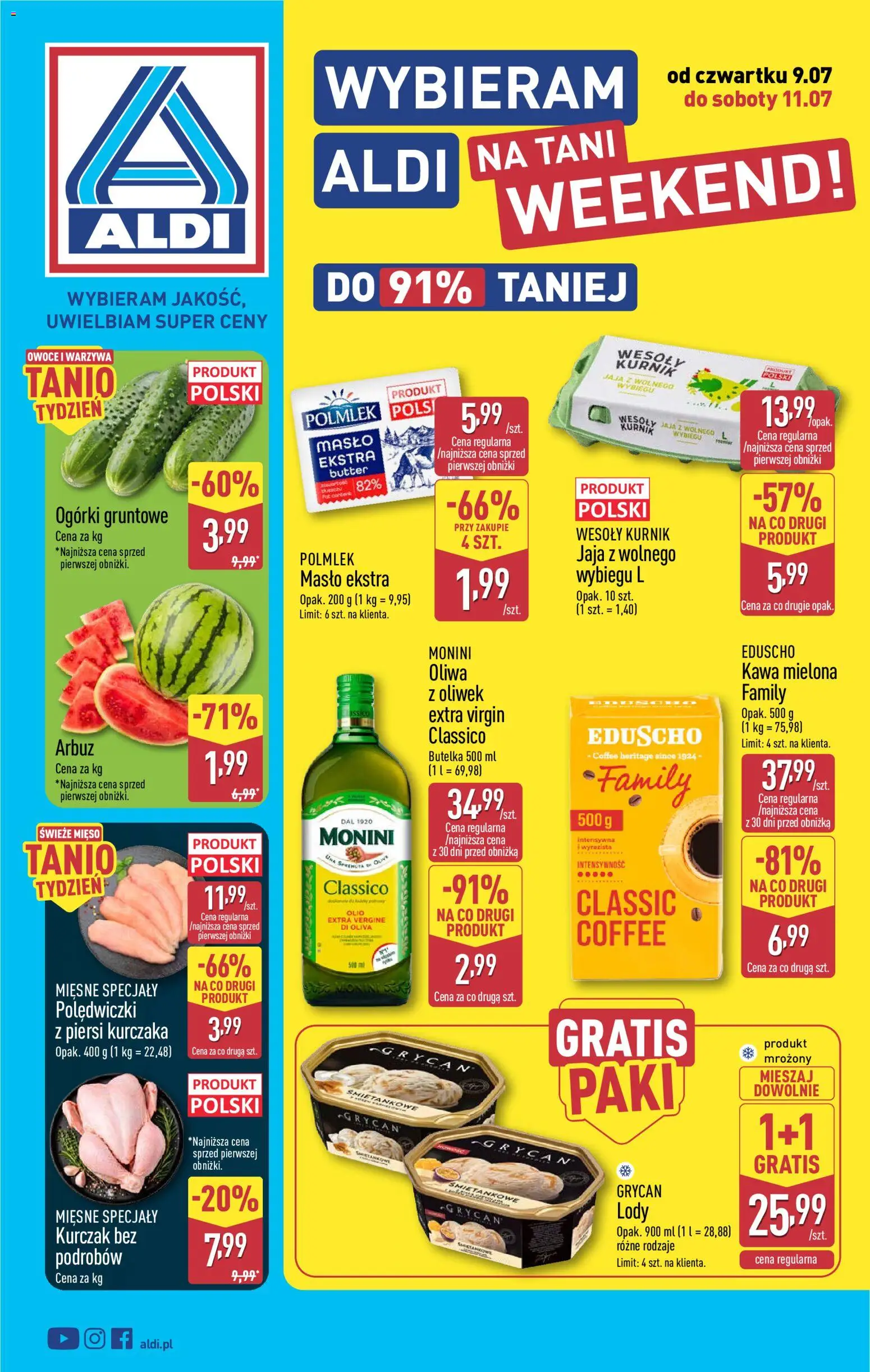 Aldi Polsko leták - Oferta weekendowa od 09.07.2026 | Strana: 1 | Produkty: Máslo