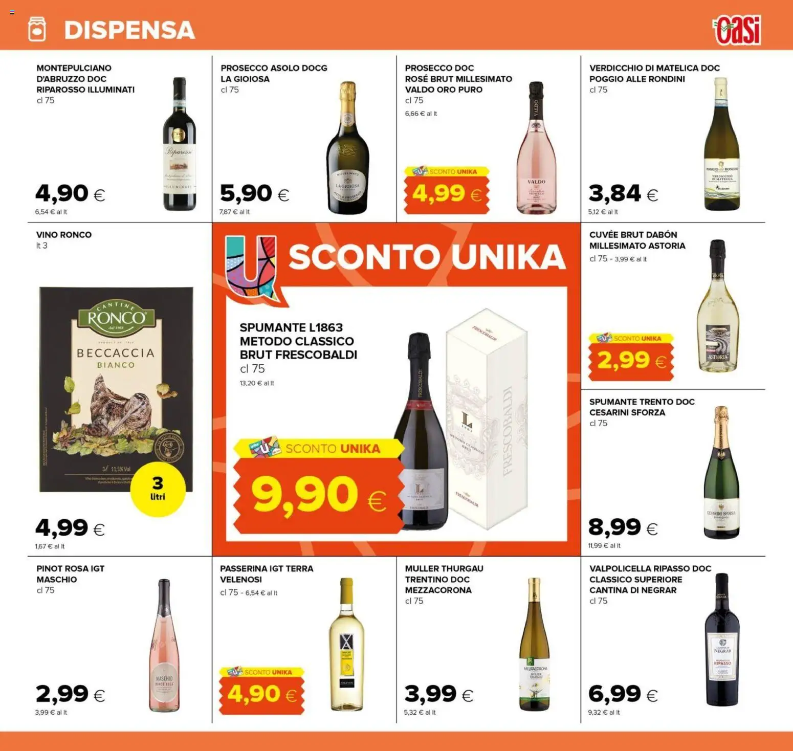 Volantino Oasi del 18.06.2026 | Pagina: 19 | Prodotti: Prosecco, Vino, Spumante, Terra