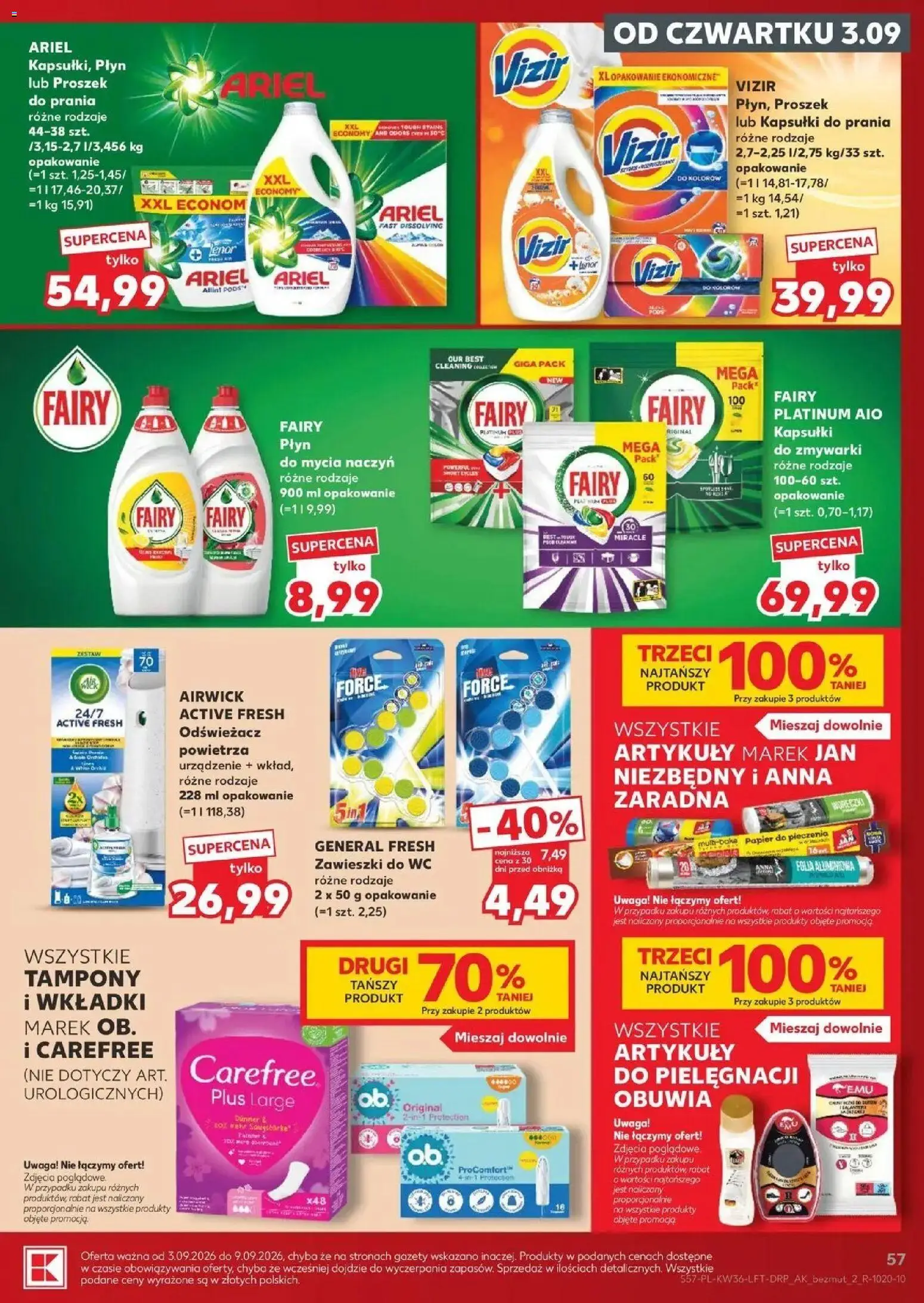 Kaufland gazetka od 03.09.2026 - od jutra PDF | Strona: 57 | Produkty: Odświeżacz, Proszek ariel, Ariel, Fairy