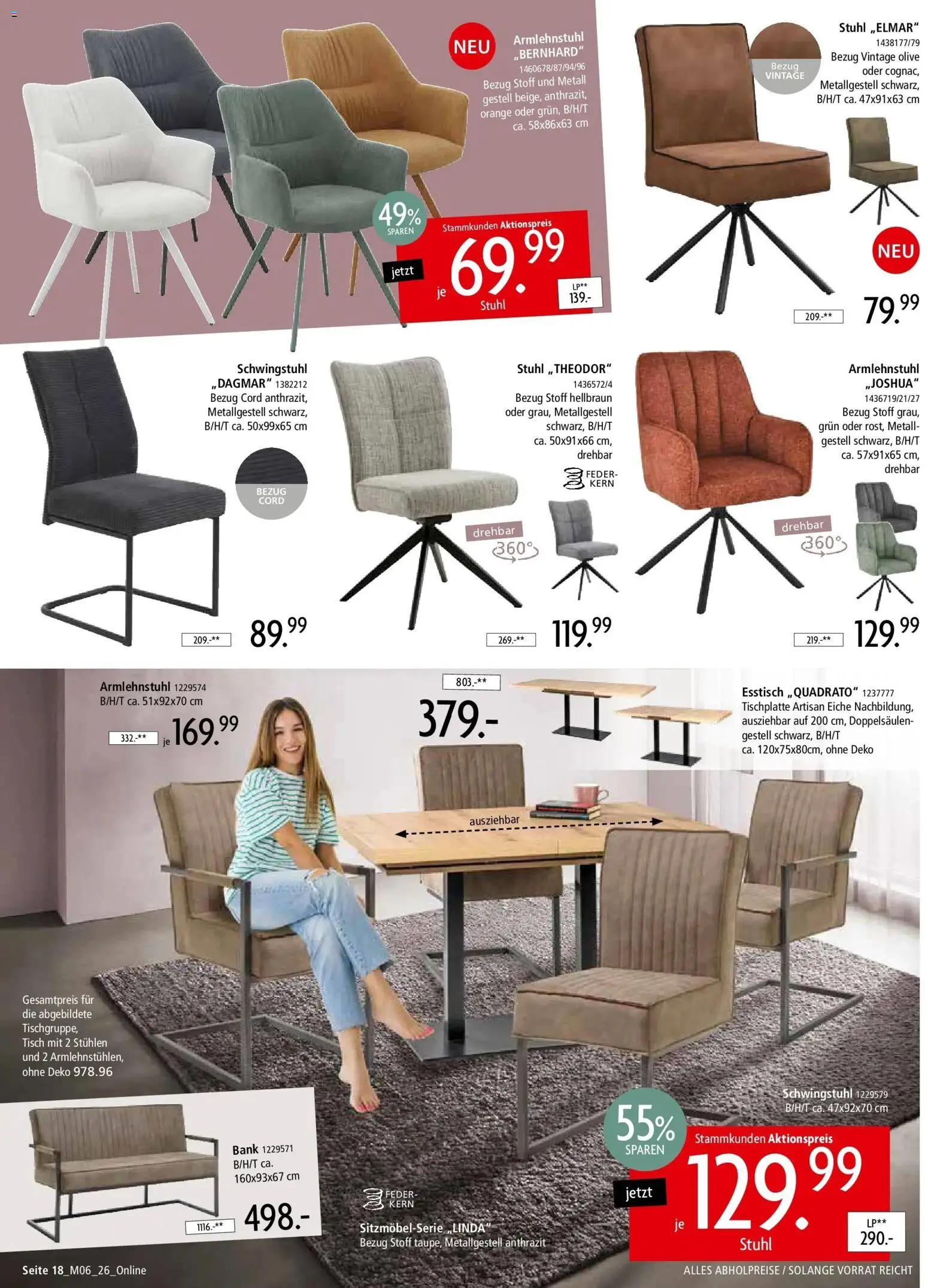 Zurbrüggen - Zurbrüggen: Unschlagbar günstig – gültig ab 01.05.2026 | Seite: 18 | Produkte: Esstisch, Tisch, Stuhl