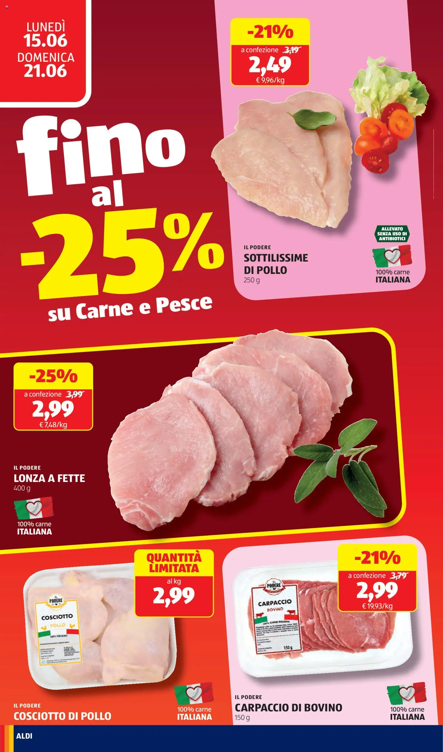 Volantino Aldi del 15.06.2026 | Pagina: 10 | Prodotti: Bovino, Pollo, Pesce