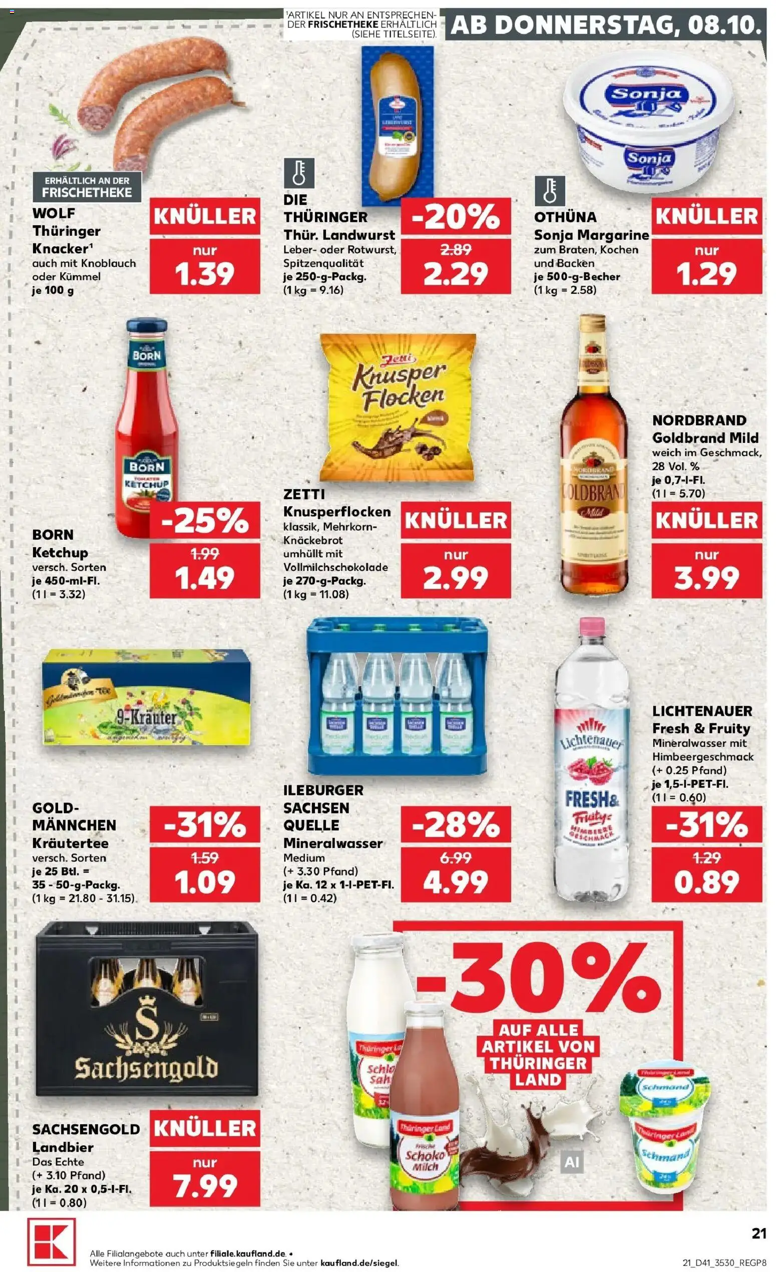 Prospekt Kaufland ab 08.10.2026 » Angebote Online zum Blättern | Seite: 21 | Produkte: Margarine, Milch, Ketchup, Flocken