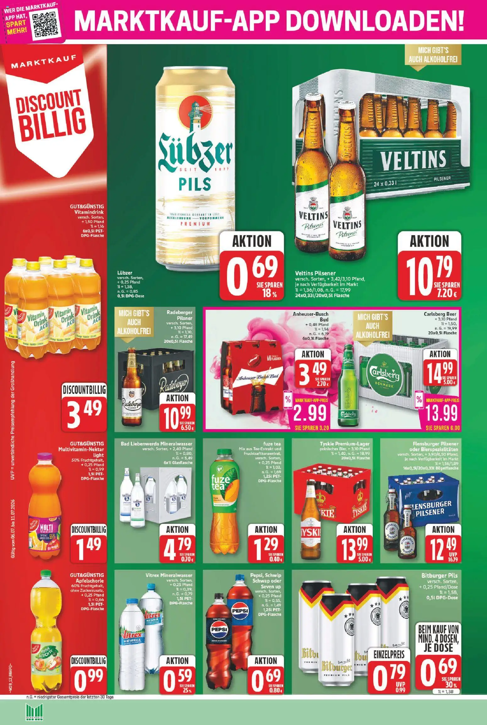 Marktkauf Prospekt – gültig ab 06.07.2026 | Seite: 12 | Produkte: Pils, Äpfel, Pepsi, Veltins