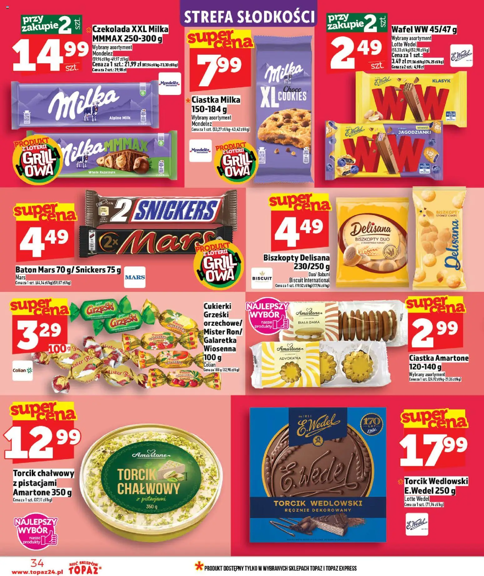 Topaz gazetka od 14.05.2026 | Strona: 34 | Produkty: Galaretka, Milka, Baton, Czekolada