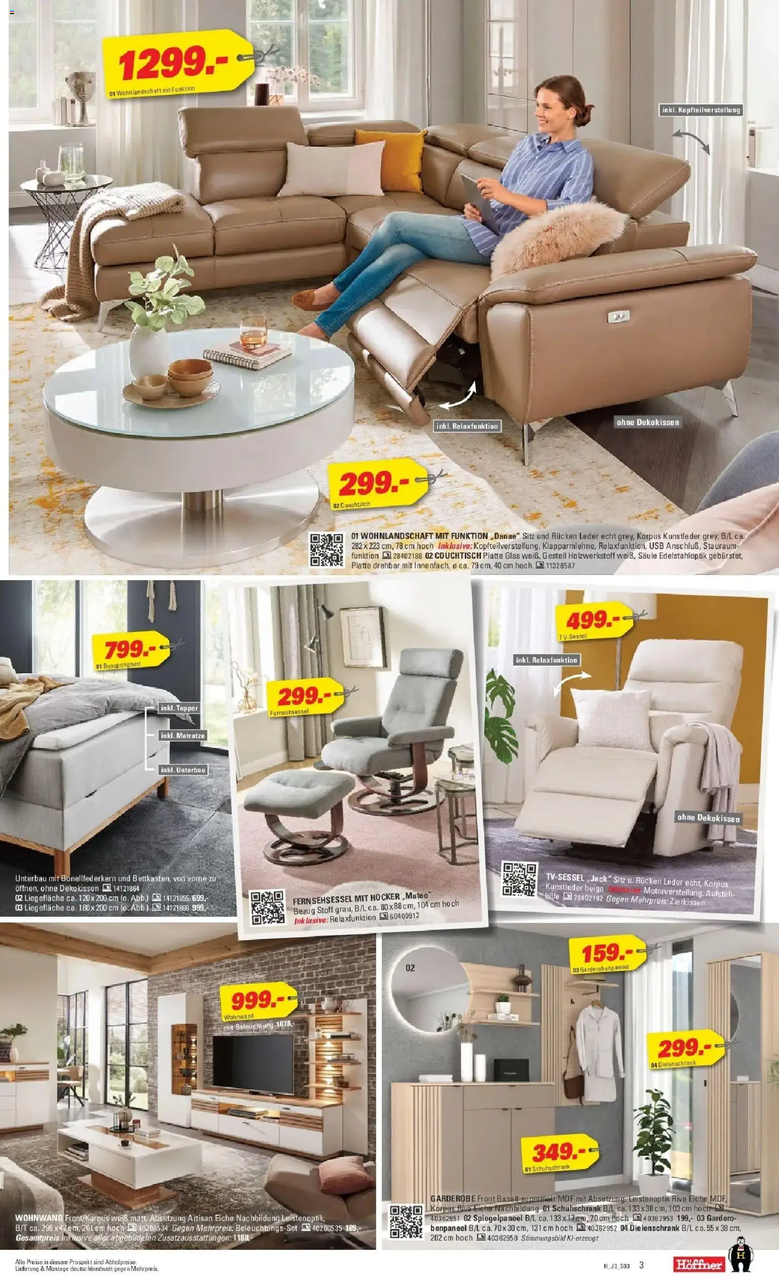 Höffner Prospekt Fürth (ab 26.08.2026) zum Blättern | Seite: 3 | Produkte: USB, Wohnlandschaft, Boxspringbett, Couchtisch
