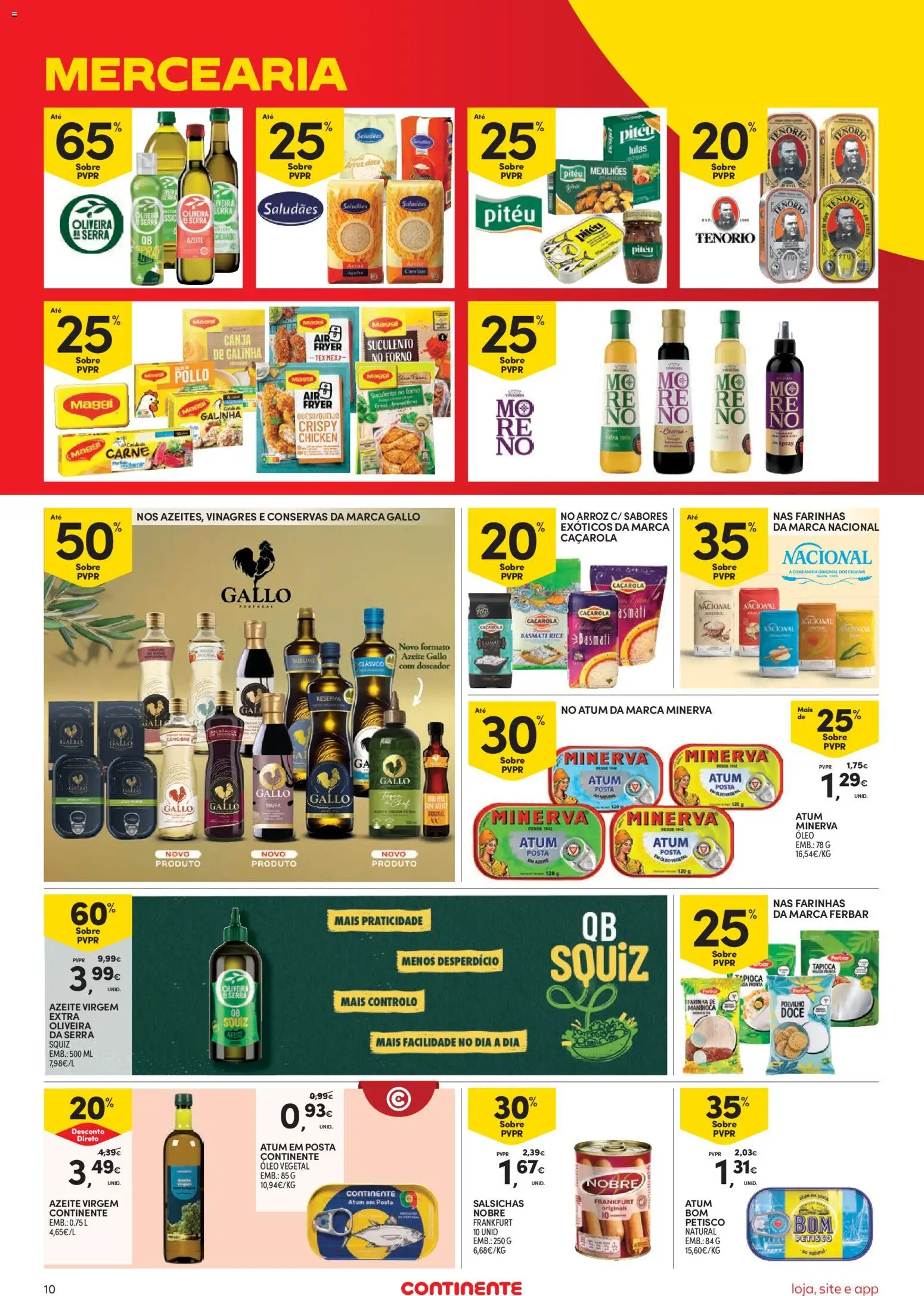 Continente Semanal Continente Bom Dia │ válido de 15/09/2026 | Página: 10 | Produtos: Azeite, Lulas, Mexilhões, Farinha