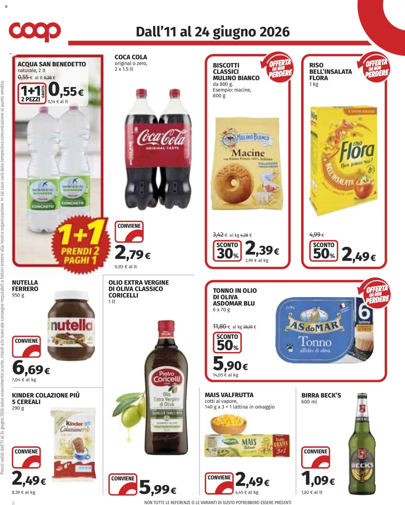 Volantino COOP del 11.06.2026 | Pagina: 8 | Prodotti: Riso, Nutella, Data, Olio extra vergine