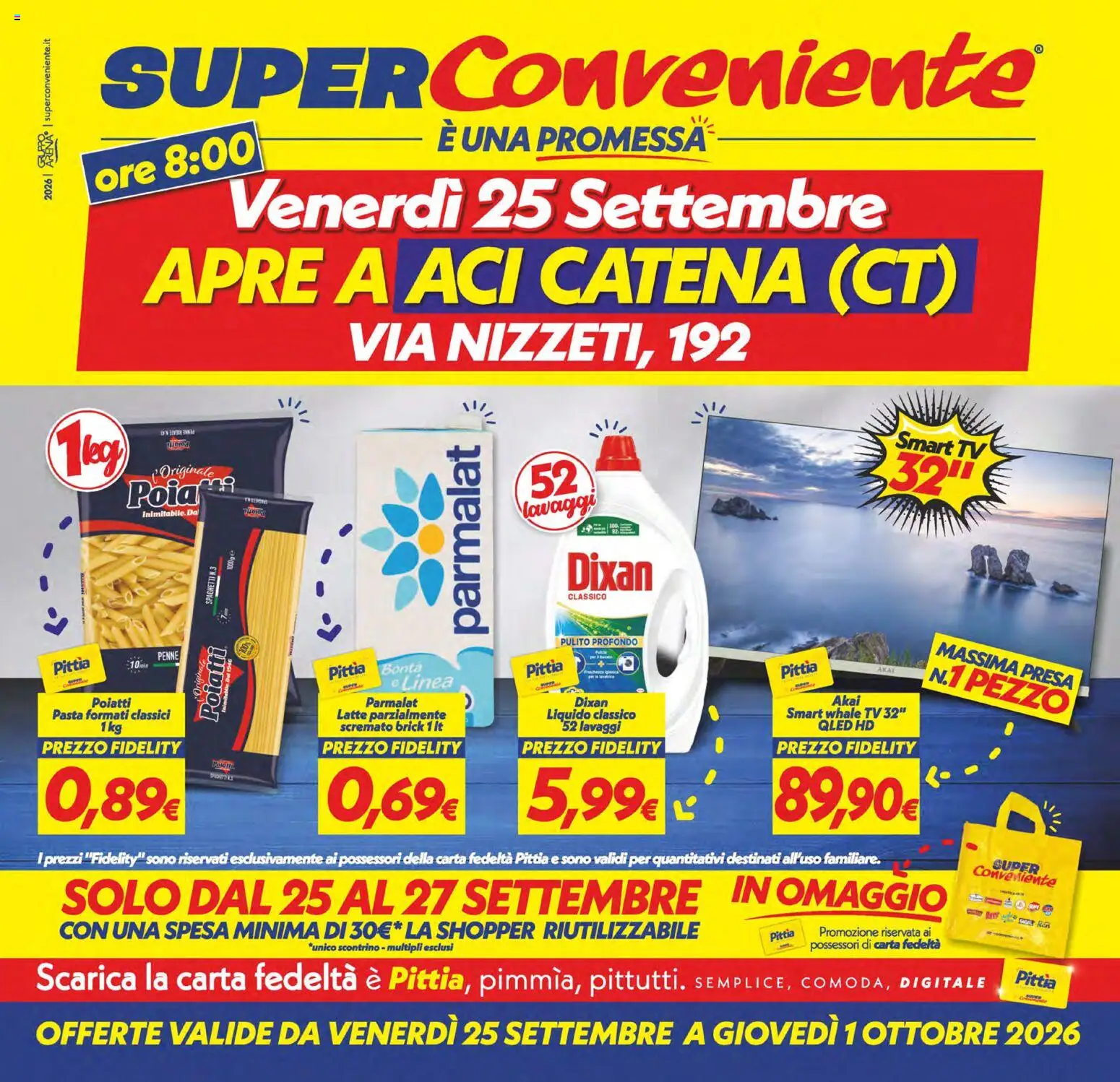 Volantino SuperConveniente del 25/09/2026 | Pagina: 1 | Prodotti: smart TV, Latte, Pasta, TV