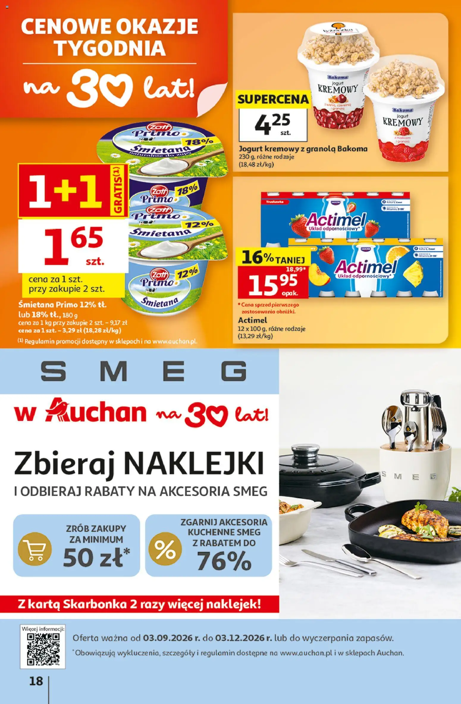 Auchan gazetka - Hipermarket od 29.10.2026 | Strona: 18 | Produkty: Naklejki, Actimel, Jogurt, Jogurt kremowy