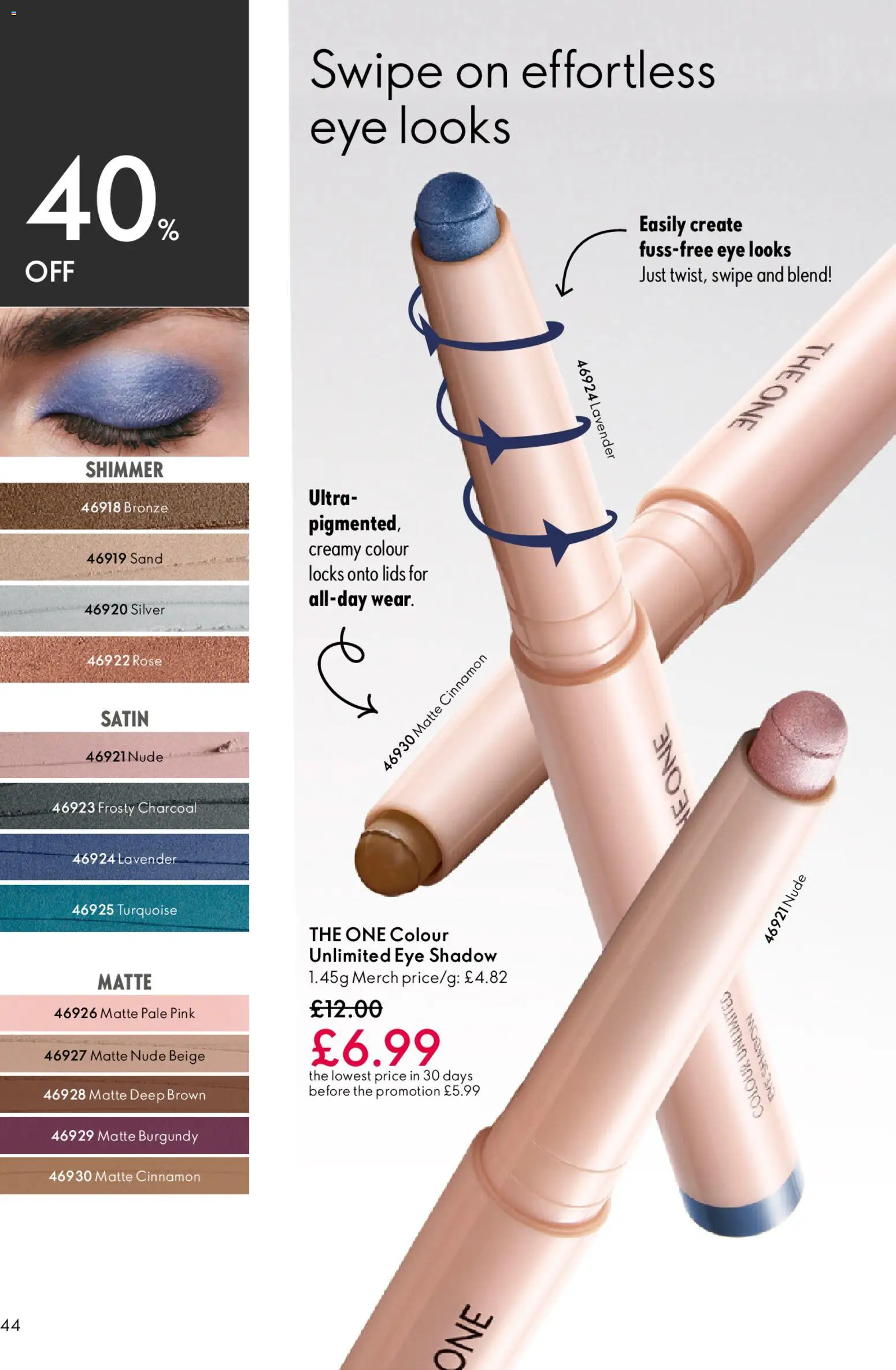 {H1} | Page: 44 | Products: Eye shadow, Lavender