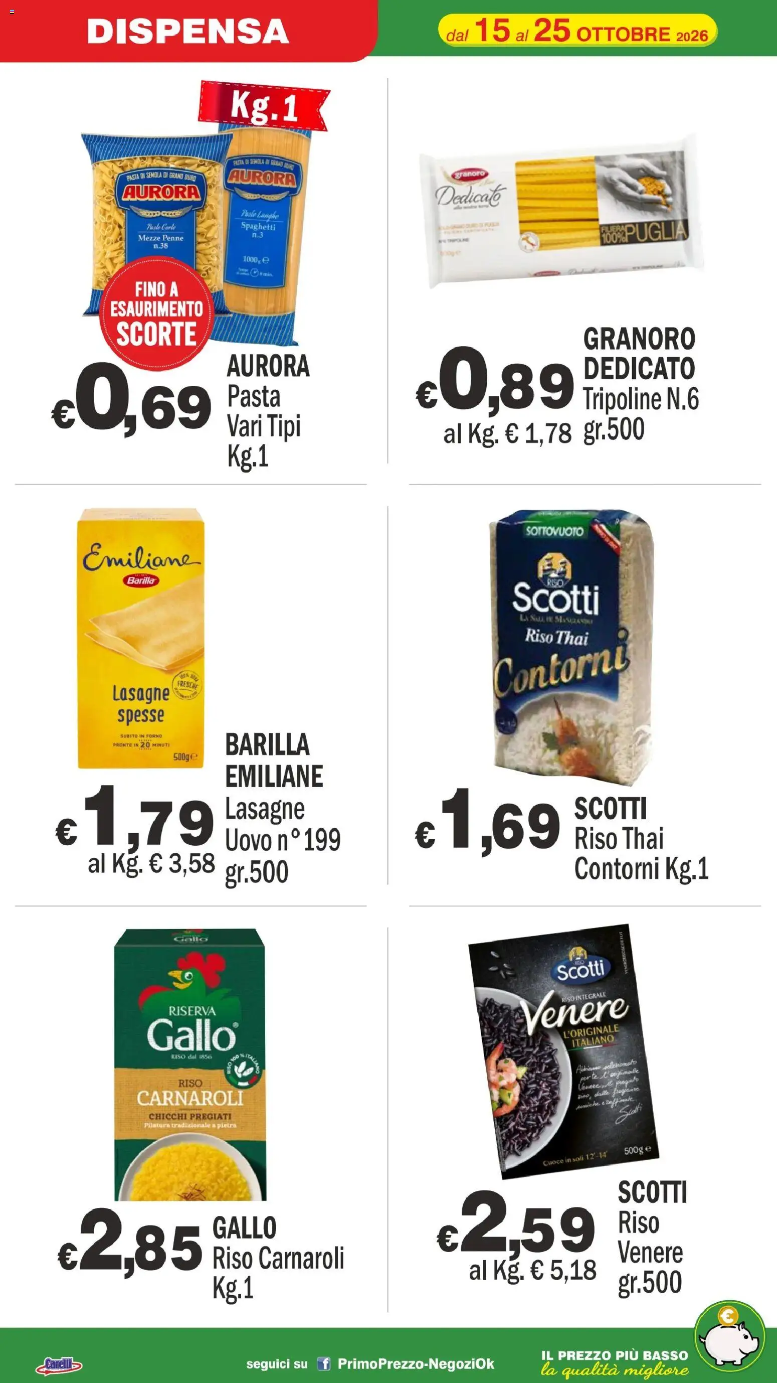 Volantino Primo Prezzo del 15/10/2026 | Pagina: 9 | Prodotti: Contorni, Forno, Spaghetti, Lasagne