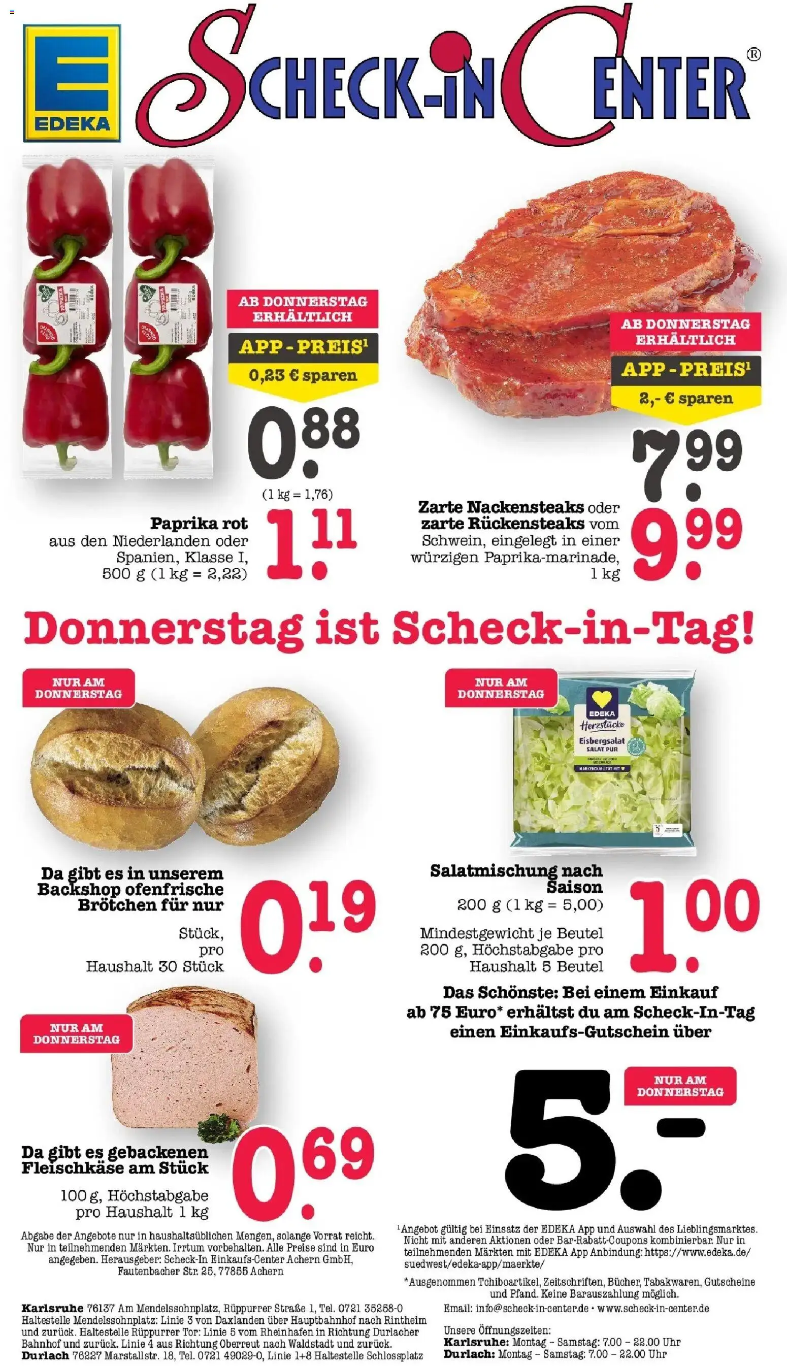 Edeka Prospekt Karlsruhe (ab 17.08.2026) » Angebote Online | Seite: 66 | Produkte: Nackensteaks, Paprika rot, Paprika, Salat