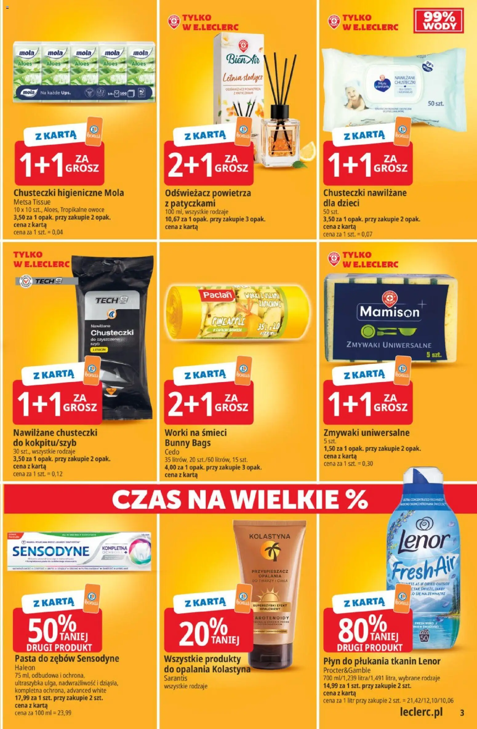 E.Leclerc gazetka od 14.07.2026 | Strona: 3 | Produkty: Odświeżacz, Odświeżacz powietrza, Aloes, Płyn do płukania tkanin