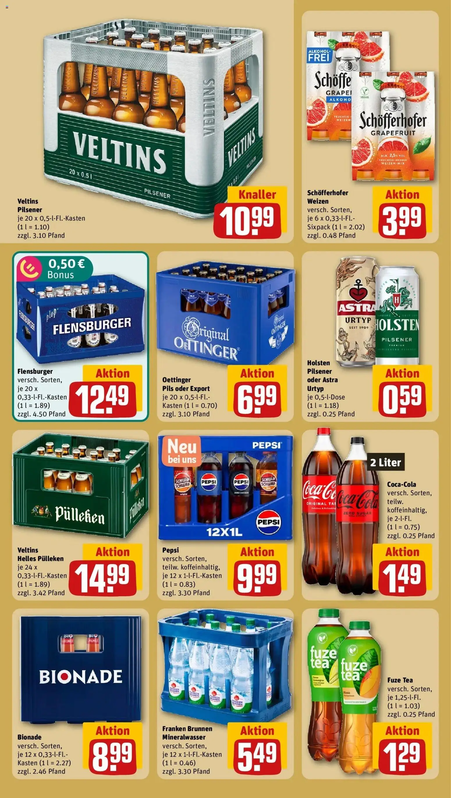 REWE Prospekt ab 10.08.2026 zum Blättern » Angebote | Seite: 18 | Produkte: Fuze tea, Astra, Oettinger, Flensburger