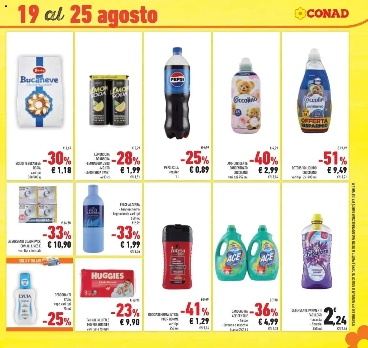 Volantino Conad dal 12/08/2026 > Anteprima | Pagina: 41 | Prodotti: Pannolini, Biscotti, Assorbenti, Pepsi