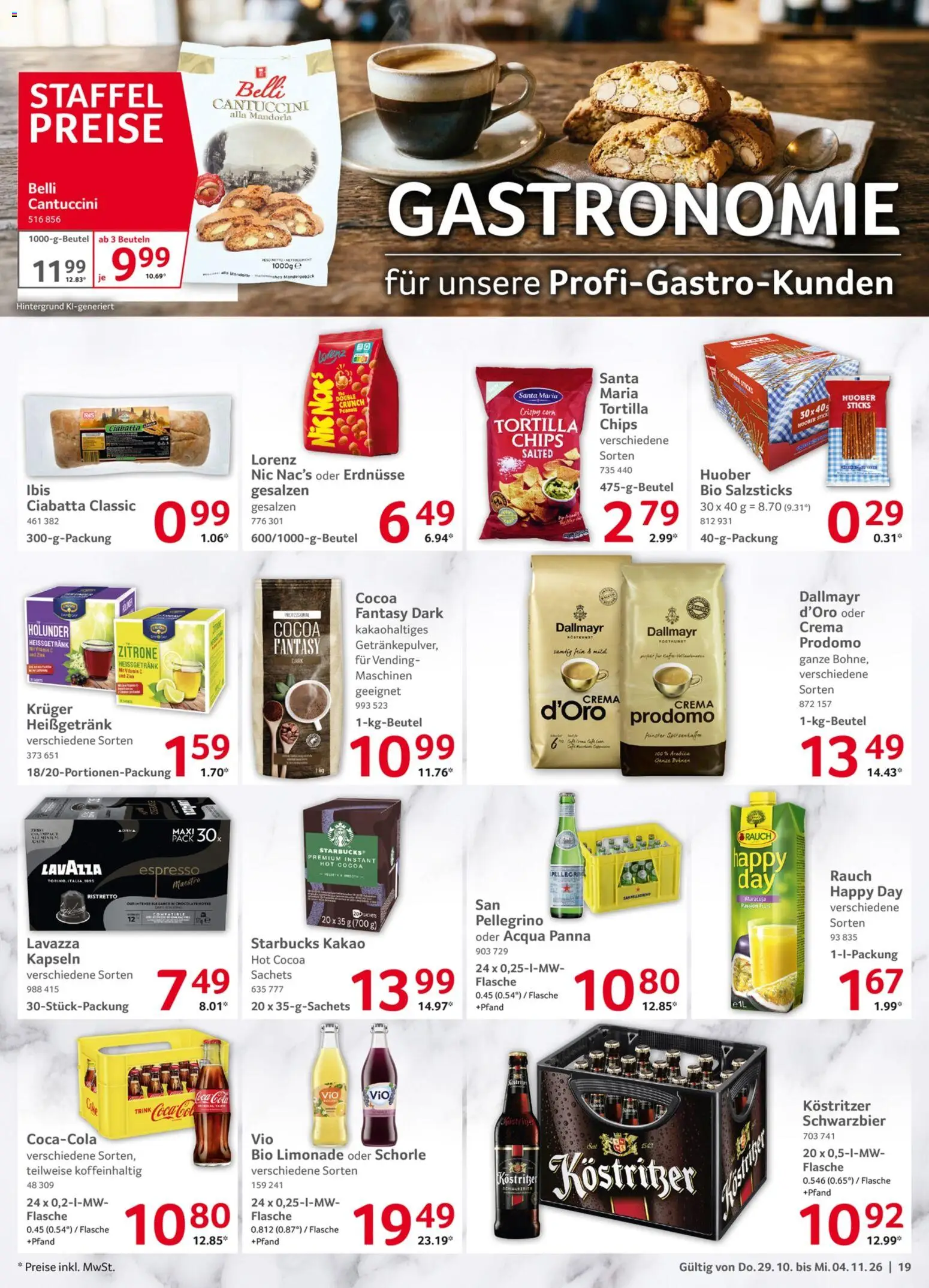 Selgros Prospekt – gültig ab 29.10.2026 | Seite: 19 | Produkte: Lavazza, Erdnüsse, Starbucks, Dallmayr