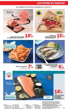 Hyper U - Prévisualisation de Hyper U - Les prix bas de la semaine valide à partir de 30/06/2026 | Page: 25 | Produits: Crevettes, Langue de porc, Jambon, Saumon