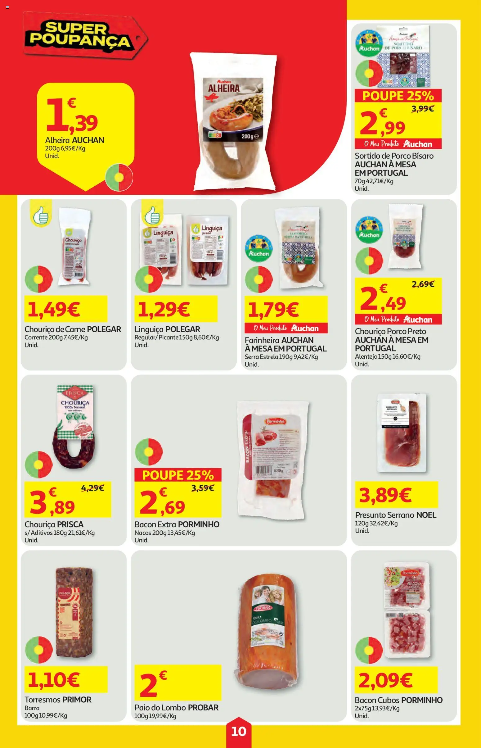 Auchan folheto │ válido de 11.06.2026 | Página: 10 | Produtos: Mesa, Presunto, Carne, Alheira
