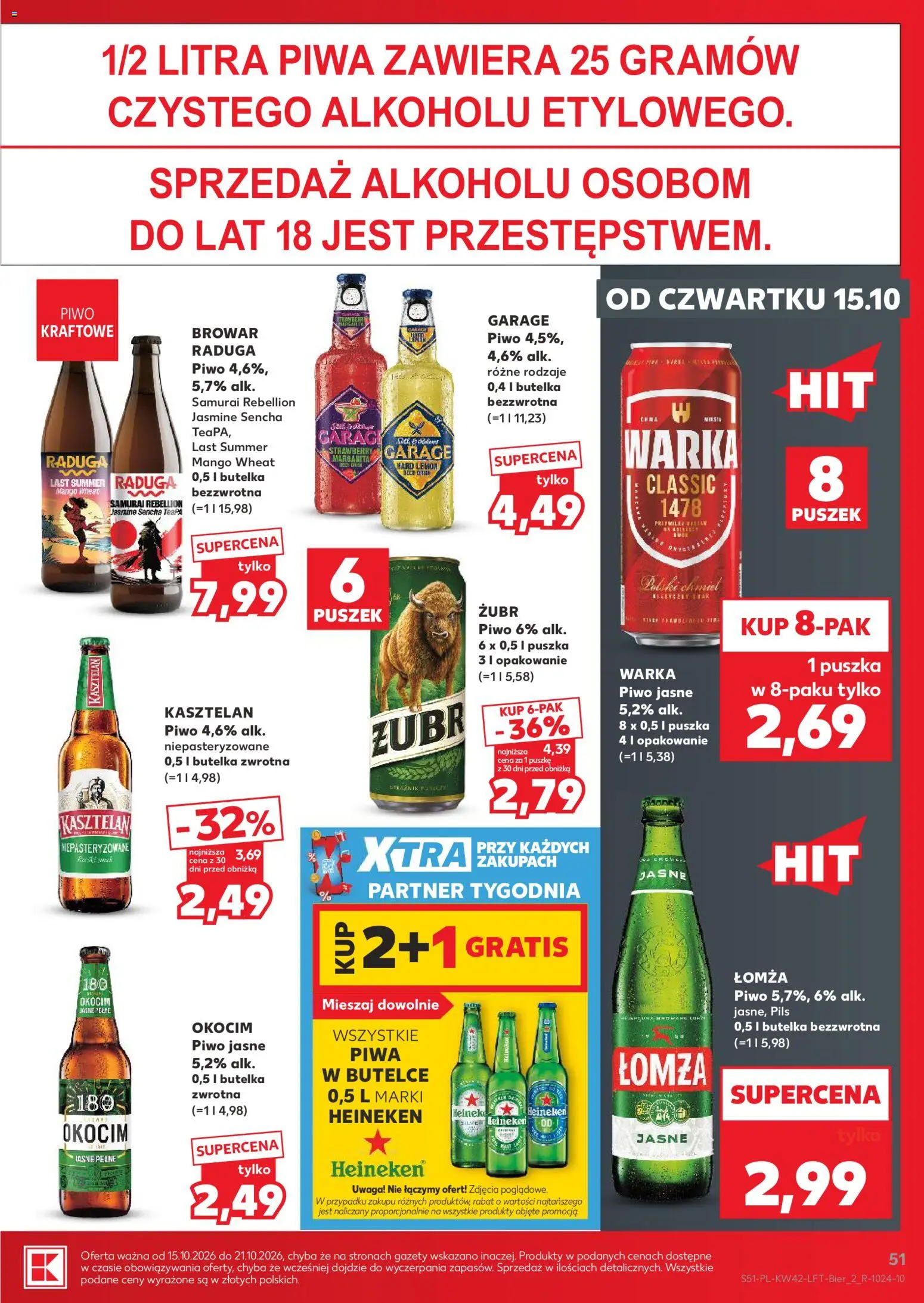 Kaufland Polsko leták - Jest fresz od 15.10.2026 | Strana: 51 | Produkty: Heineken, Mango, Zubr