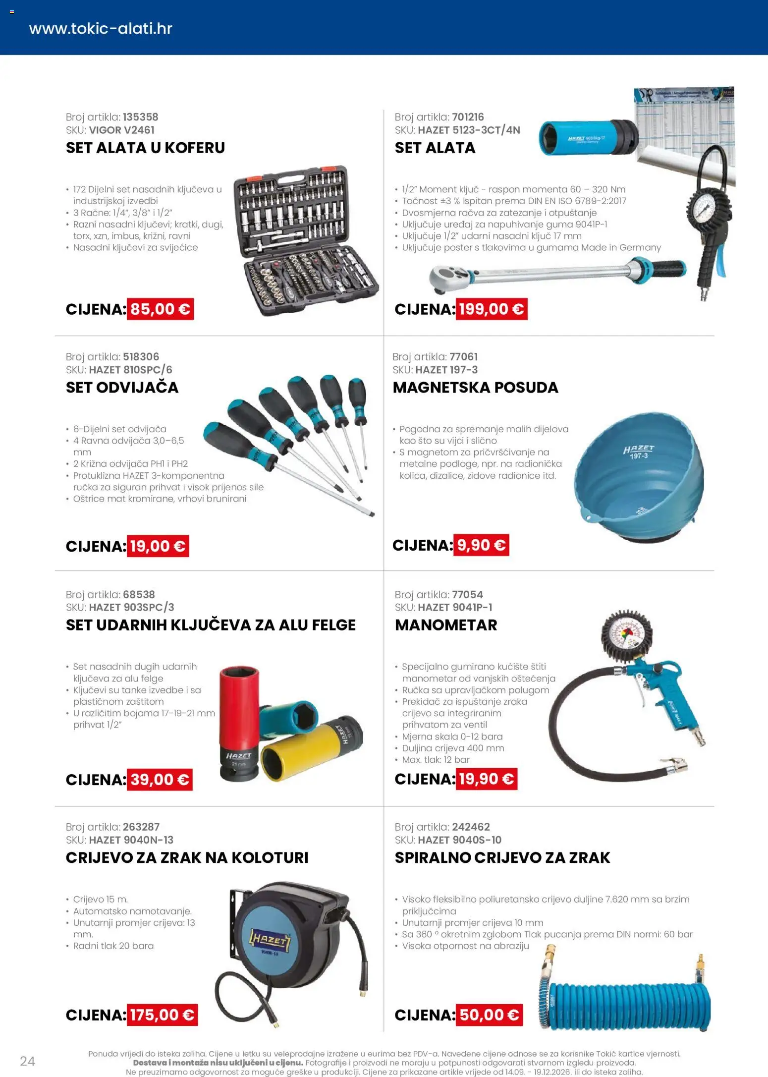 Tokić katalog | vrijedi od 14.09.2026 | Stranica: 24 | Proizvodi: Manometar, Ventil, Set alata