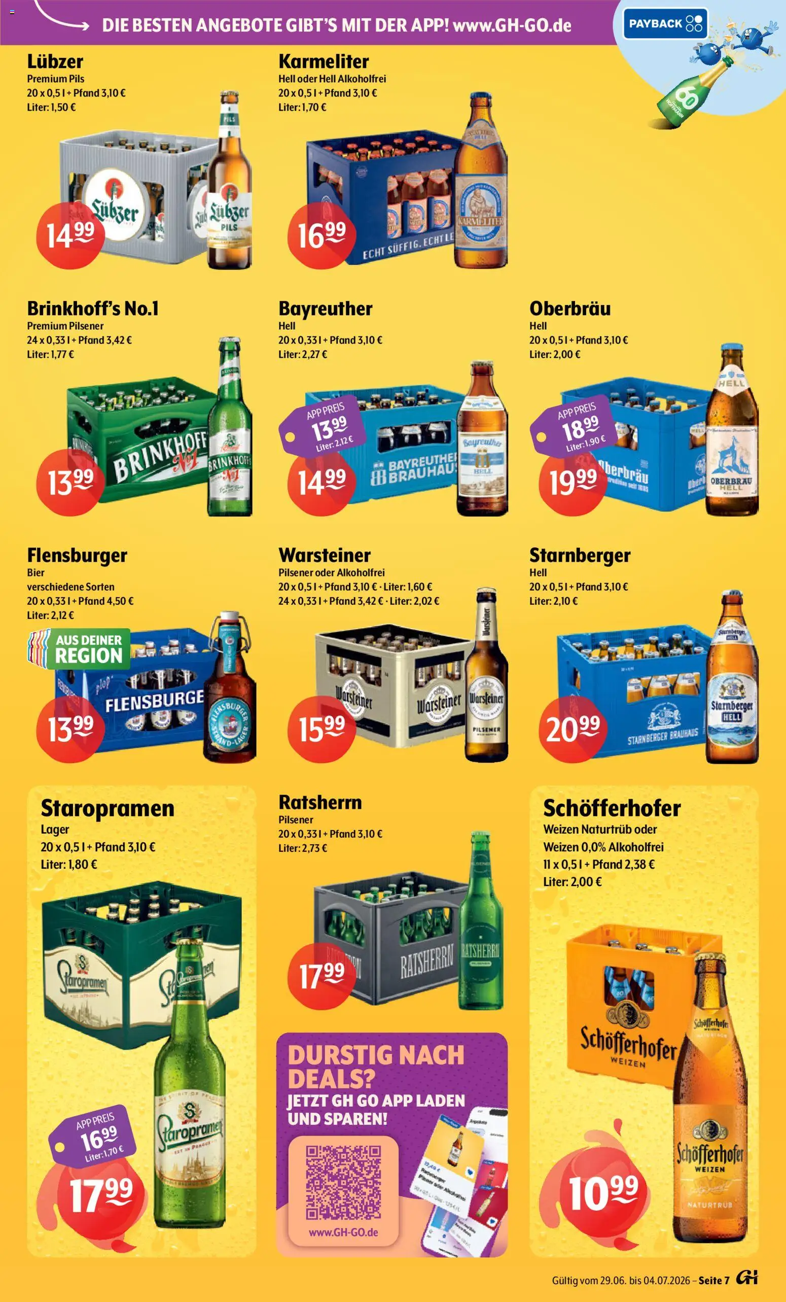 Getränke Hoffmann - Hamburg – gültig ab 29.06.2026 | Seite: 7 | Produkte: Pils, Flensburger, Warsteiner, Lubzer