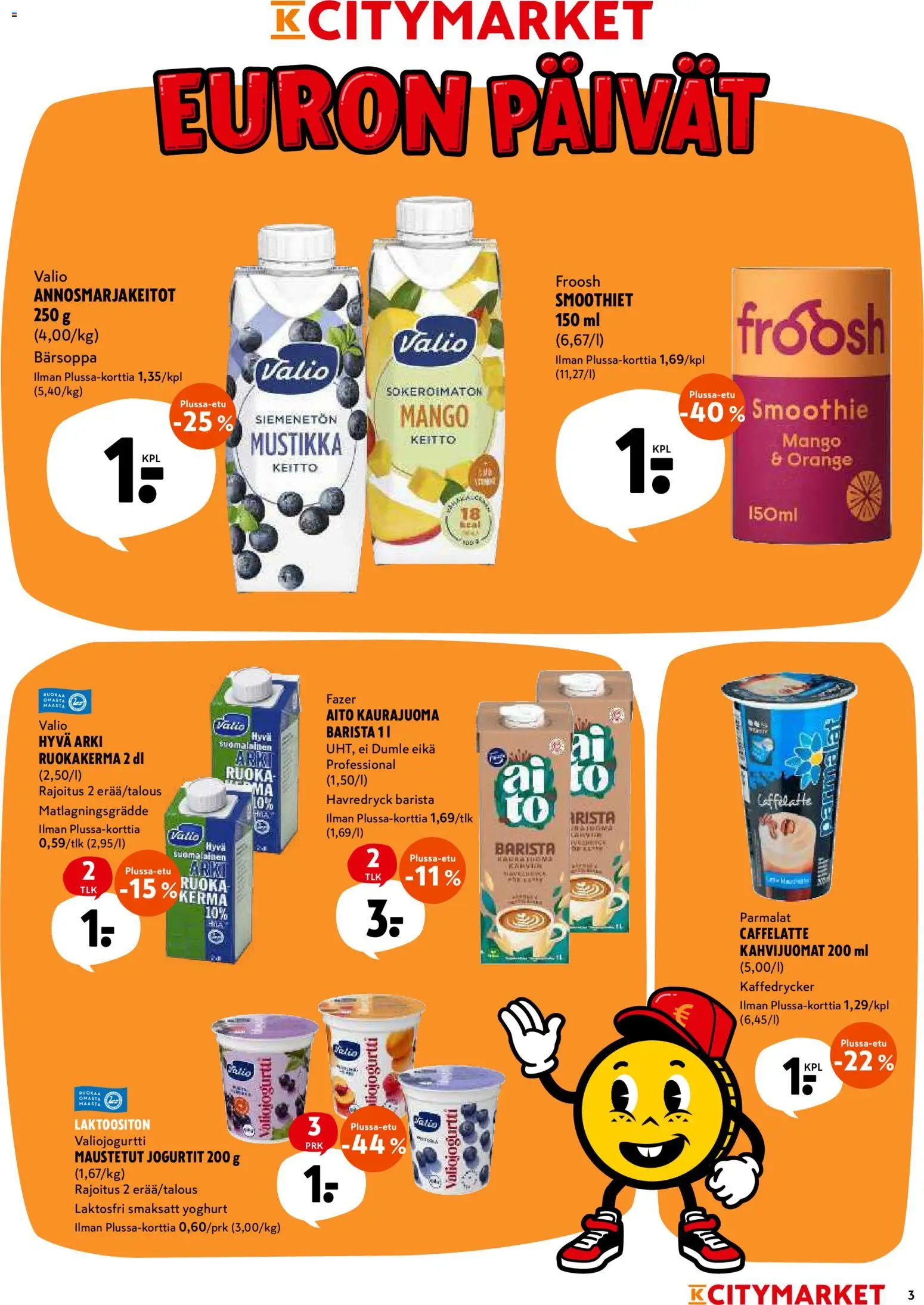 K-Citymarket tarjoukset – voimassa 08.06.2026 alkaen | Sivu: 3 | Tuotteet: Mango, Kaurajuoma, Keitto, Kerma