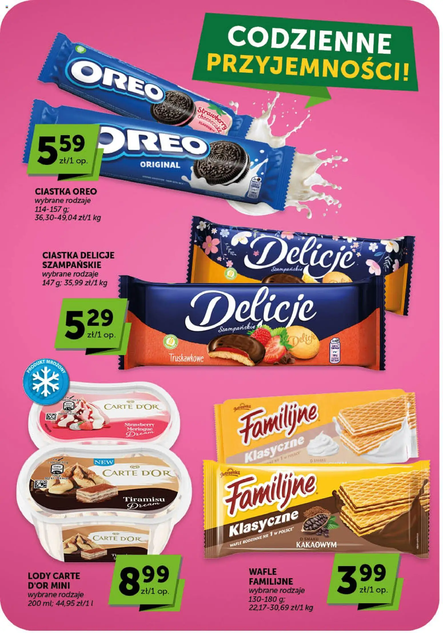 Euro Sklep gazetka - Minimarket od 28.05.2026 | Strona: 19 | Produkty: Wafle, Ciastka Oreo, Ciastka, Lody