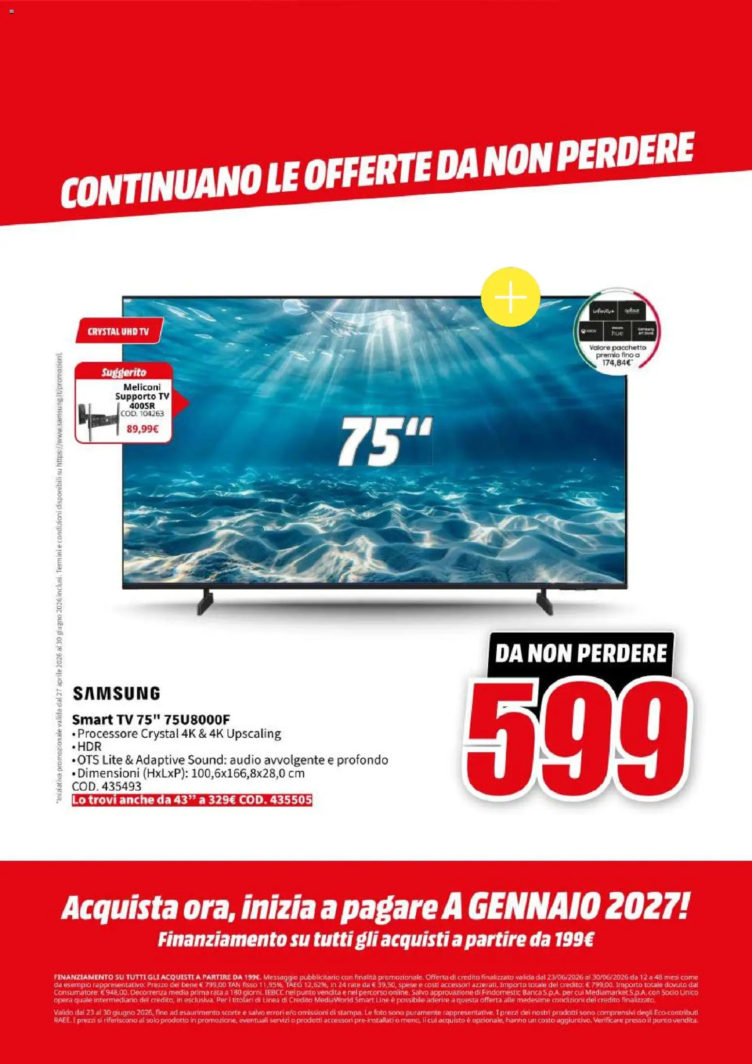 Volantino Media World del 23/06/2026 | Pagina: 44 | Prodotti: smart TV, TV, Audio, Samsung