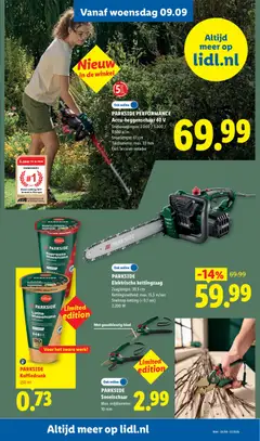 Lidl folder Non Food folder - Week 37 - Voorbeeld van een folder van Lidl, geldig van 09-09-2026 | Pagina: 10 | Producten: Trimmer, Oplader, Elektrische kettingzaag, Ketting