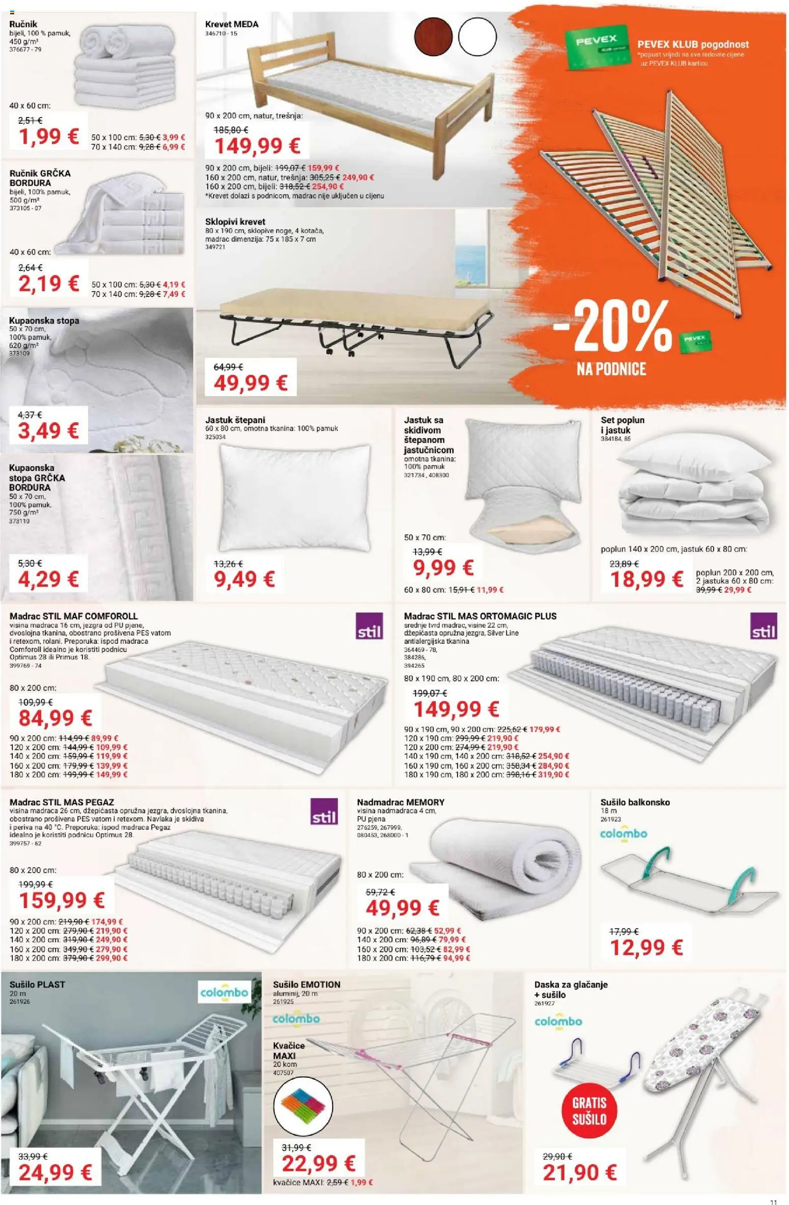 Pevex katalog | vrijedi od 05.03.2026 | Stranica: 11 | Proizvodi: Krevet, Madrac, Jastuk, Podnice
