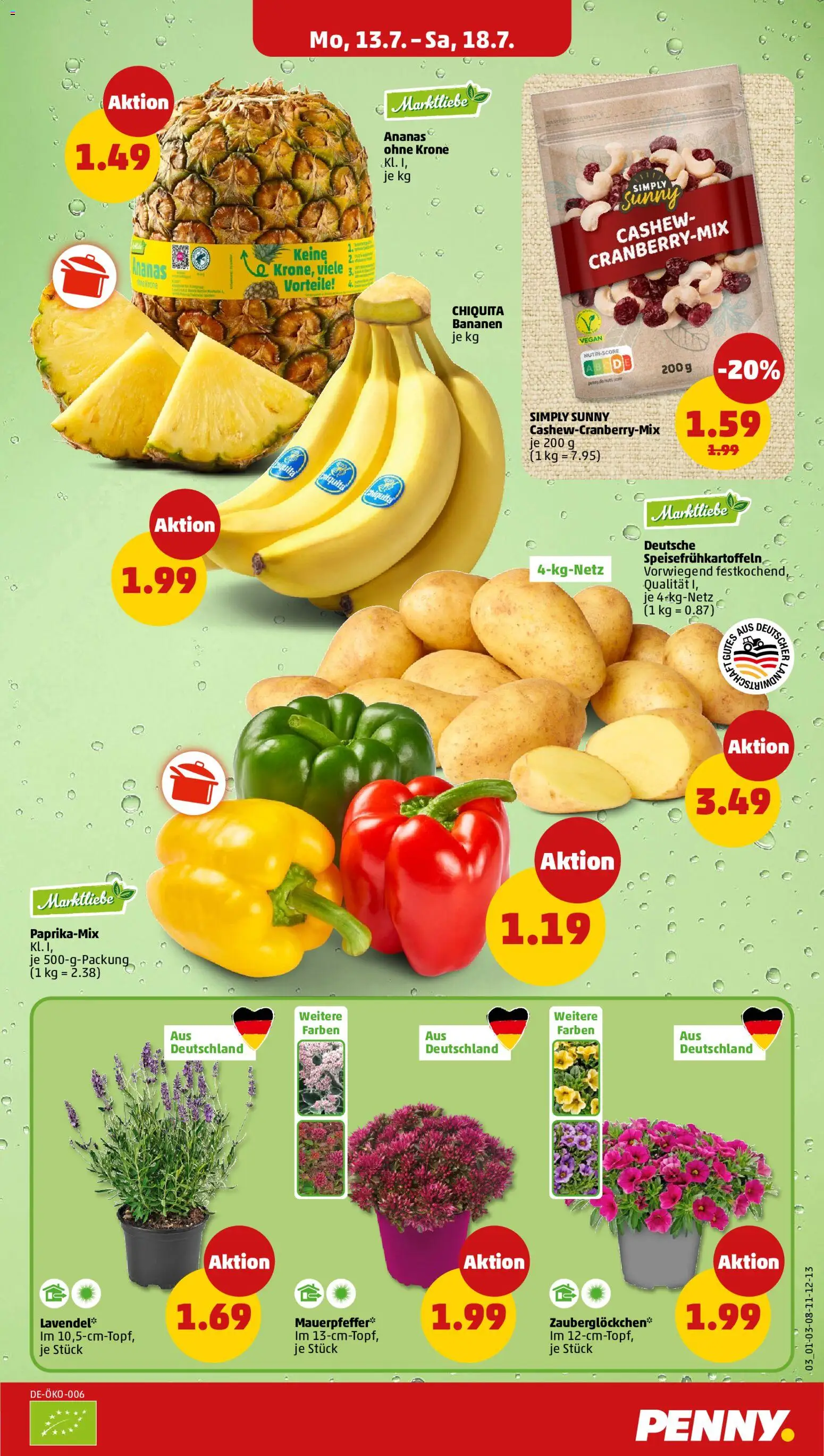 Penny Prospekt – gültig ab 13.07.2026 | Seite: 3 | Produkte: Bananen, Ananas, Cashew