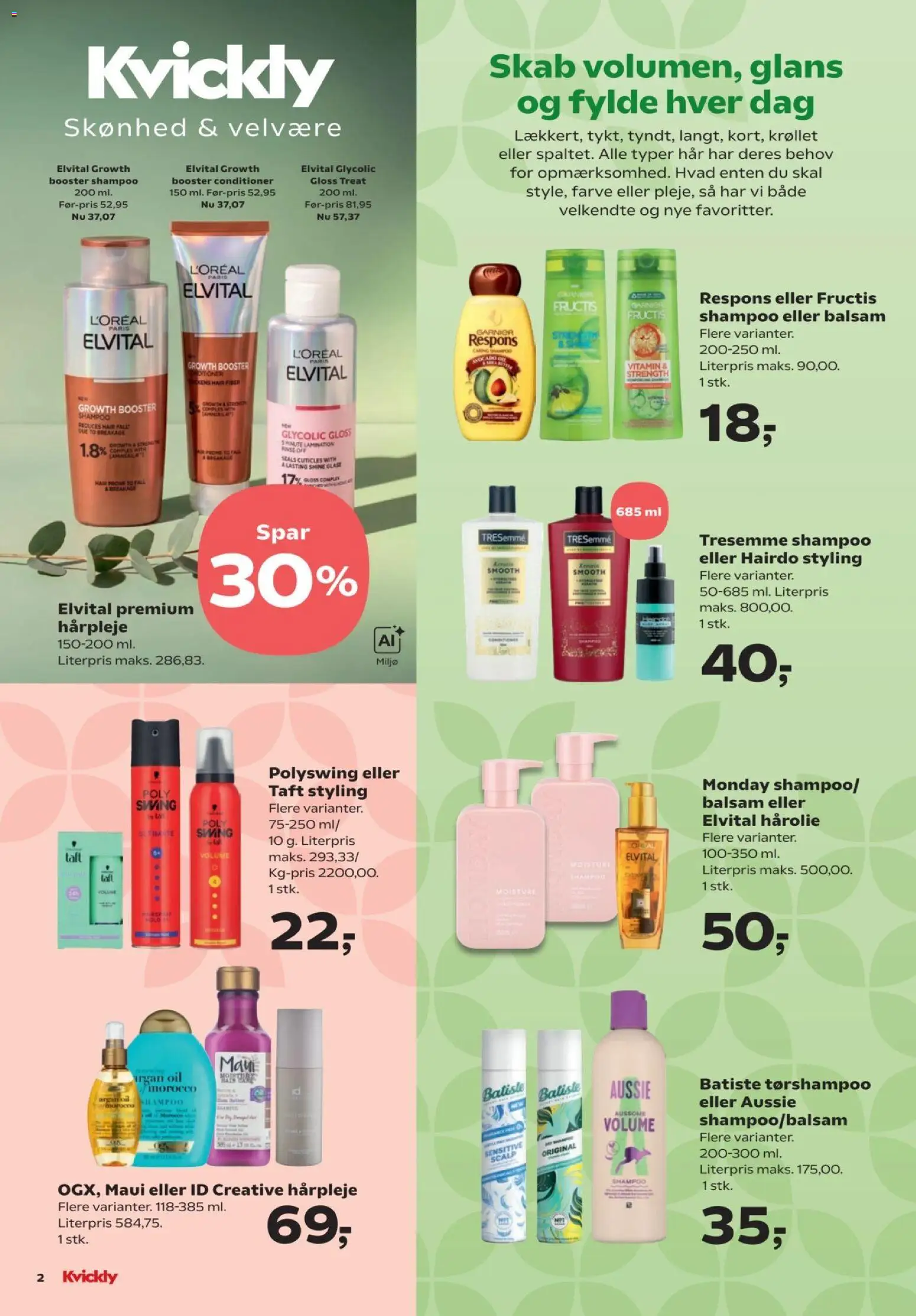 Kvickly tilbudsavis – gyldig fra 09/10/2026 | Side: 2 | Produkter: Shampoo, Balsam, Hårolie, Skab